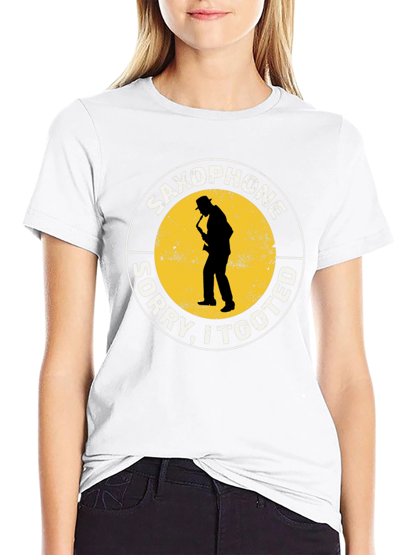 Saxophone Sorry I Tooted Black Graphic T-Shirt