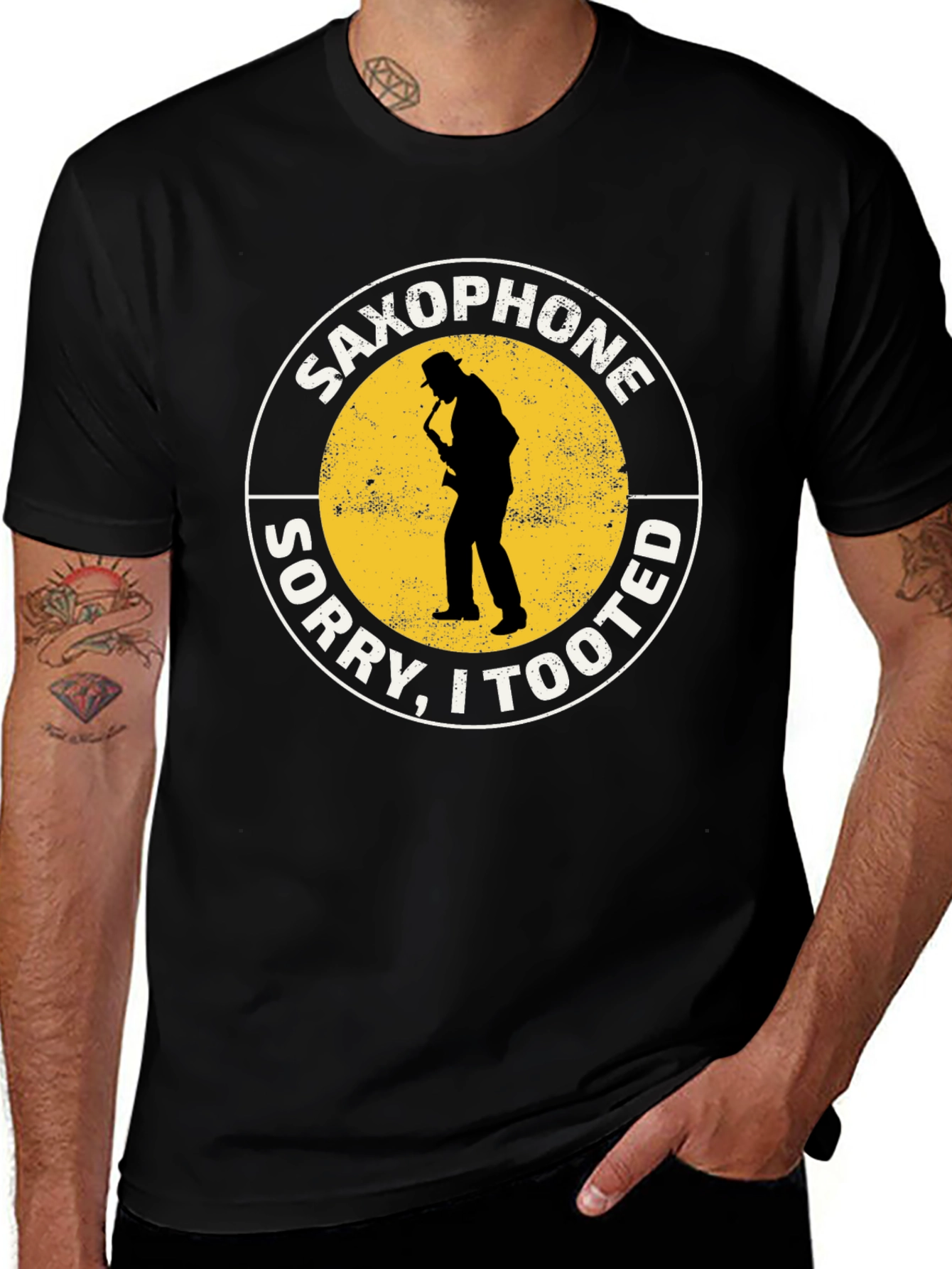 Saxophone Sorry I Tooted Black Graphic T-Shirt