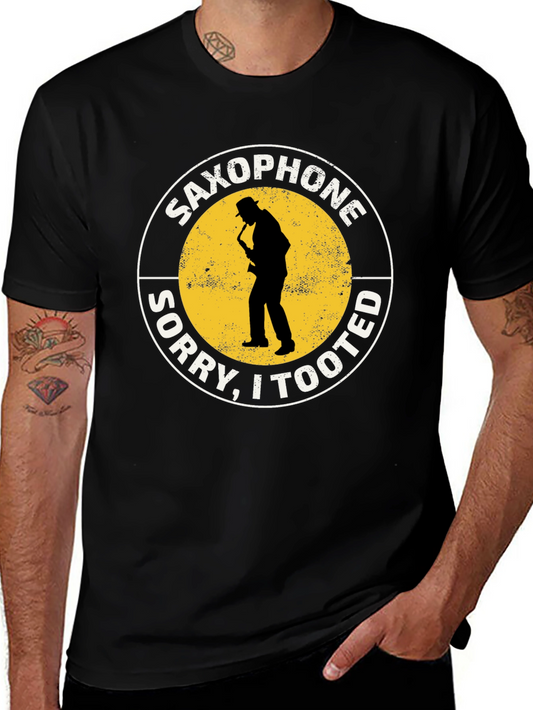 Saxophone Sorry I Tooted Black Graphic T-Shirt