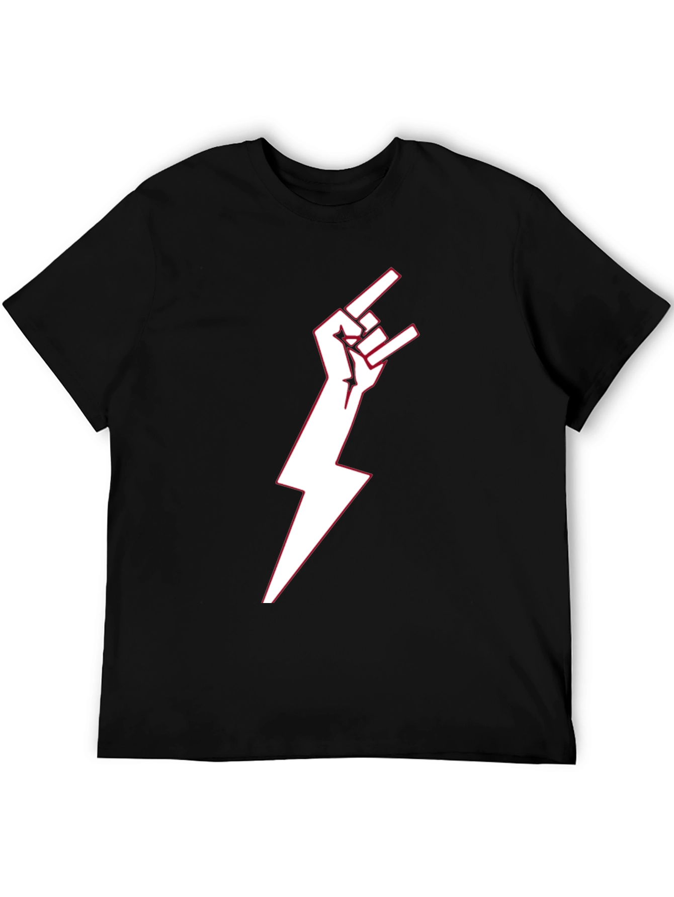 Rock On! Lightning Bolt Graphic Tee - Black