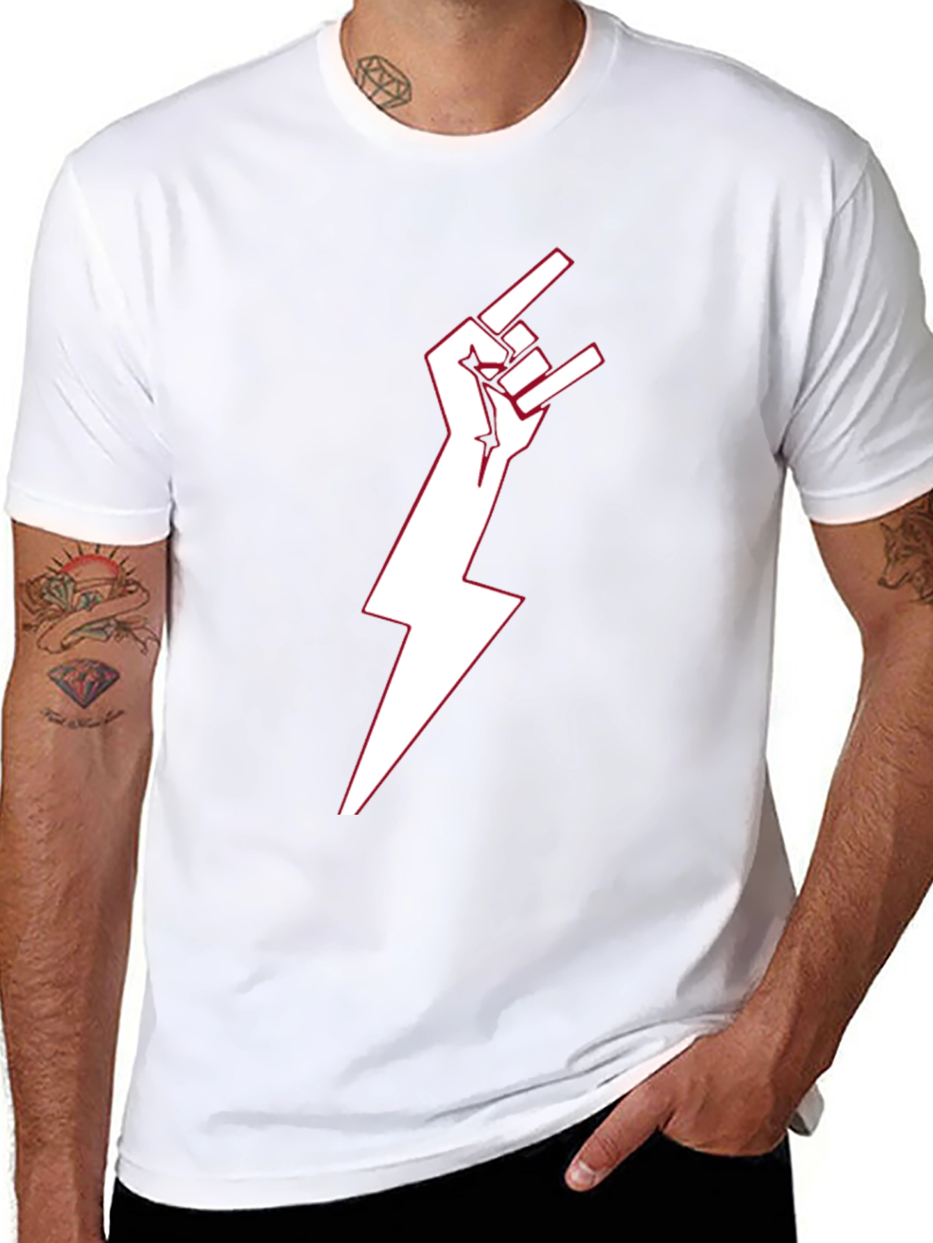 Rock On! Lightning Bolt Graphic Tee - Black