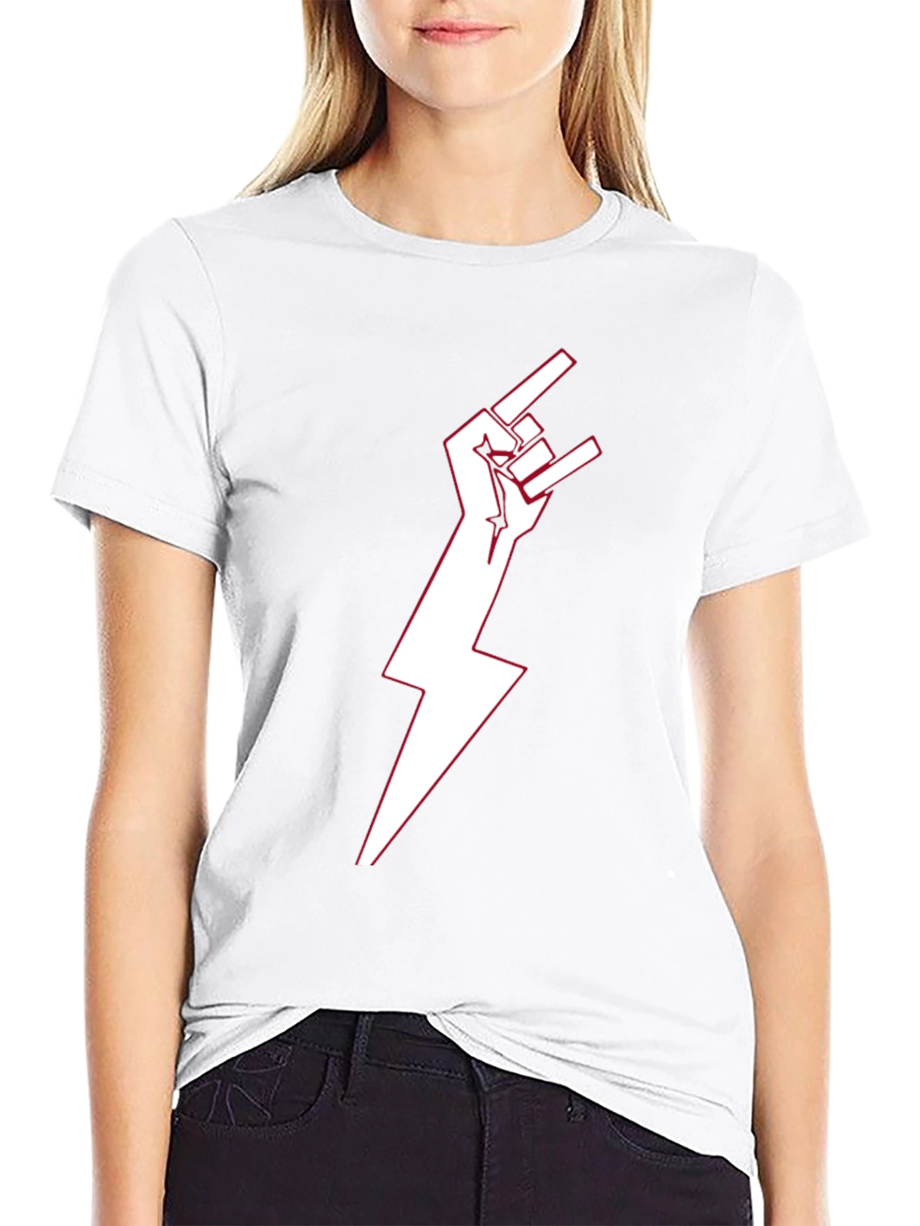 Rock On! Lightning Bolt Graphic Tee - Black