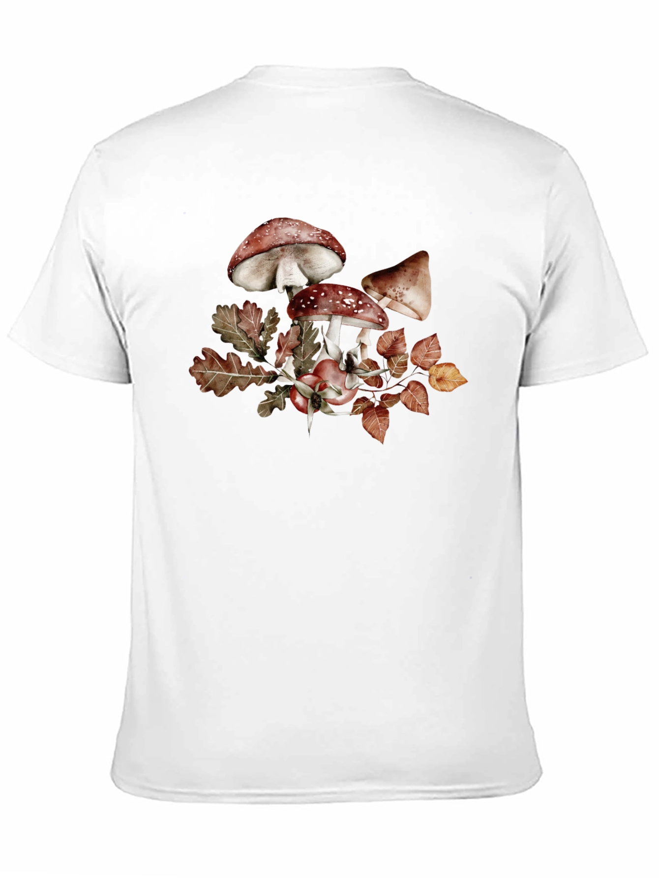 Mushroom & Leaves Graphic Tee - Black Cotton