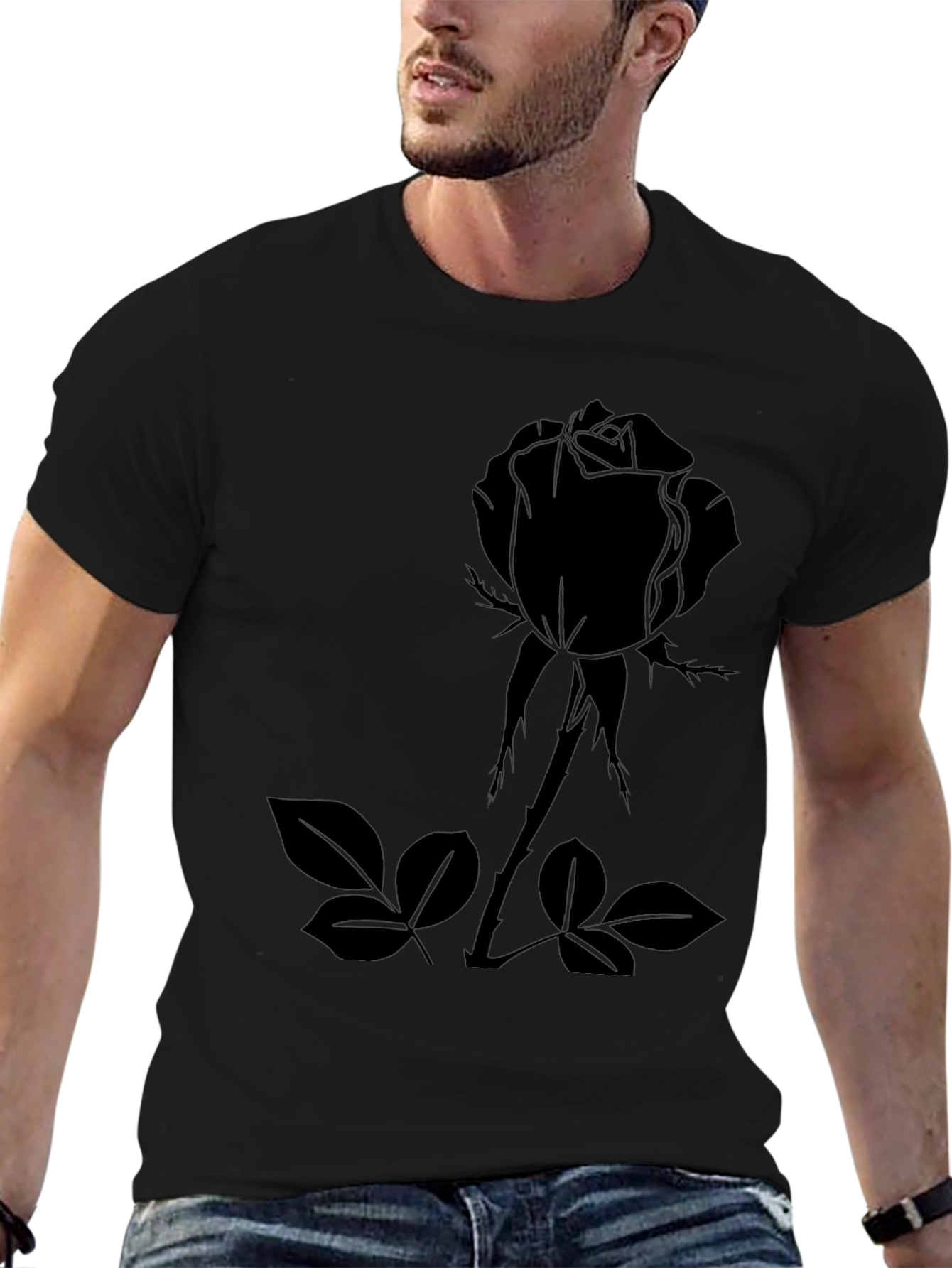 Black Rose Graphic Tee - Mens Casual Fashion