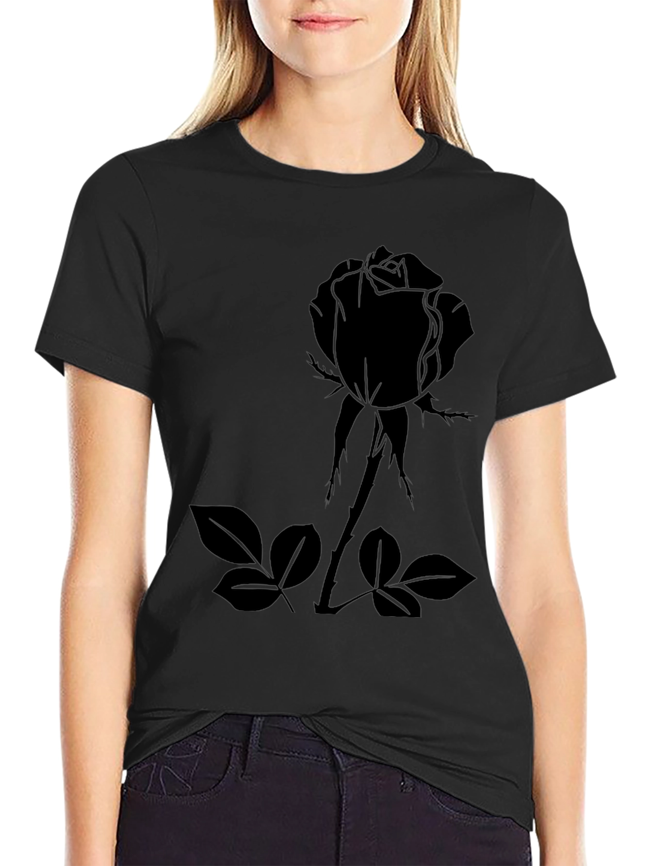 Black Rose Graphic Tee - Mens Casual Fashion