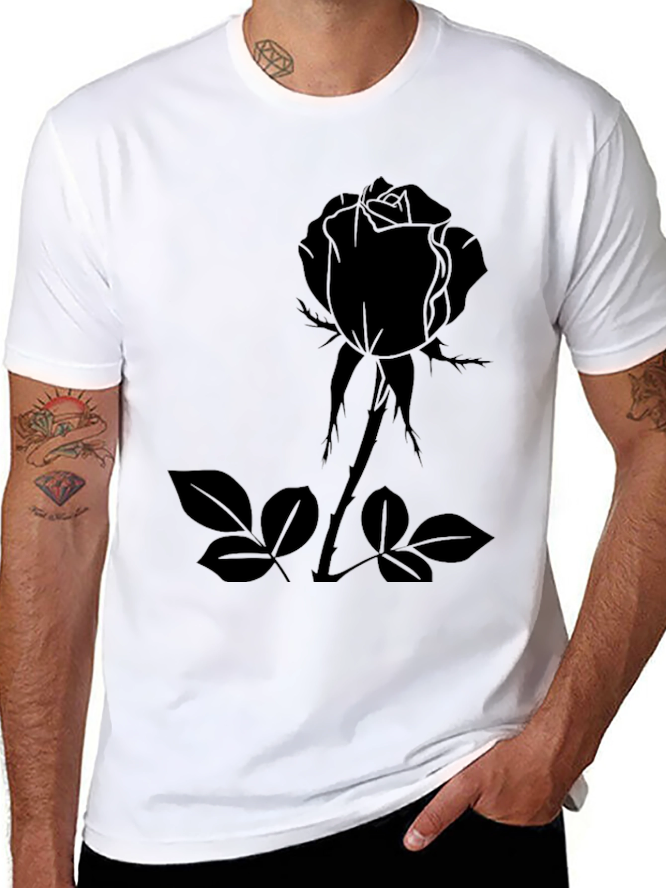 Black Rose Graphic Tee - Mens Casual Fashion