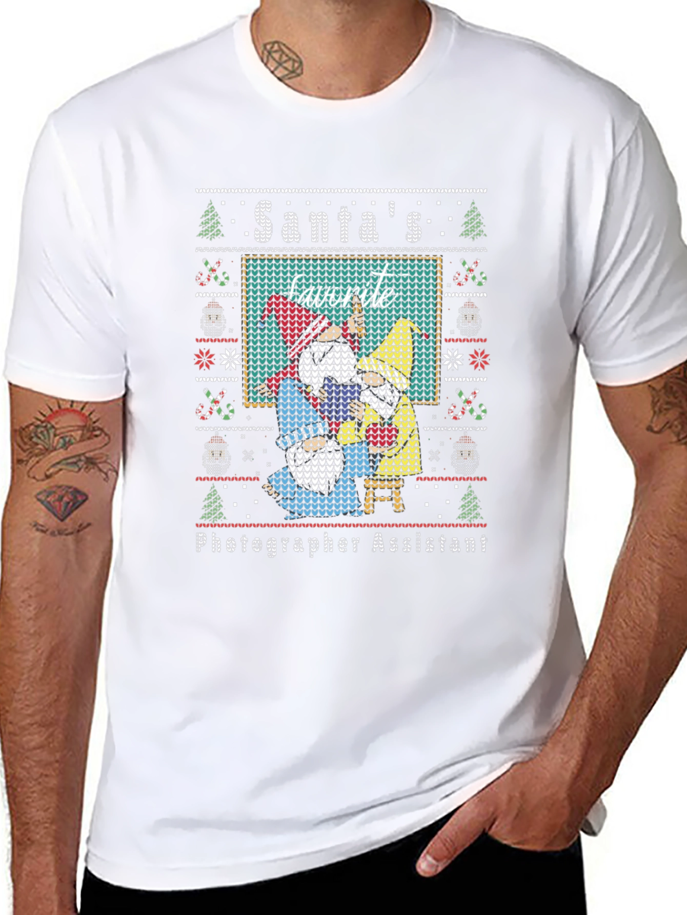 Santas Photographer Assistant Ugly Christmas Sweater T-Shirt