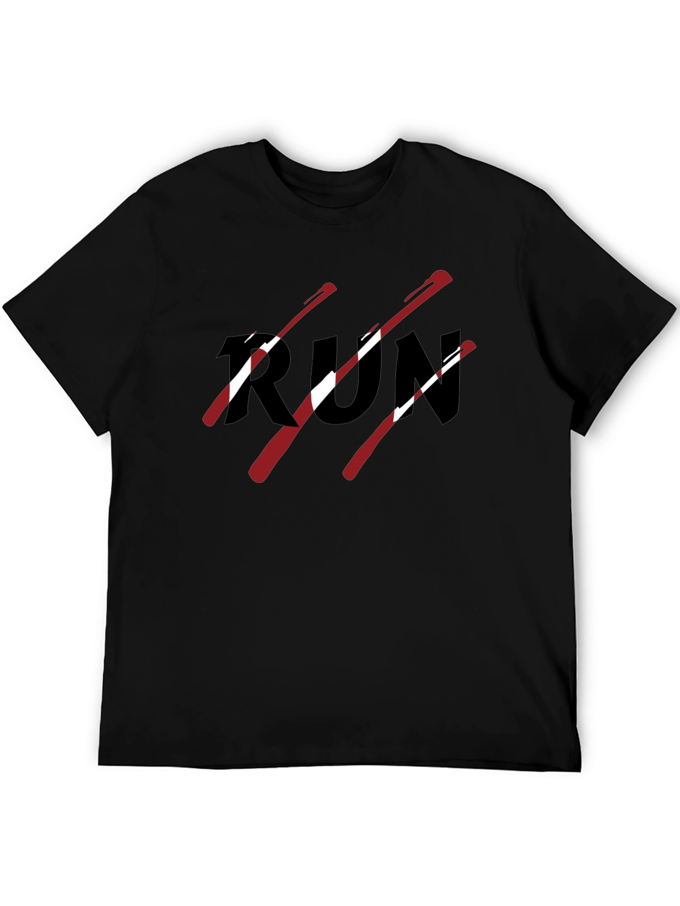 Mens Black RUN Graphic T-Shirt
