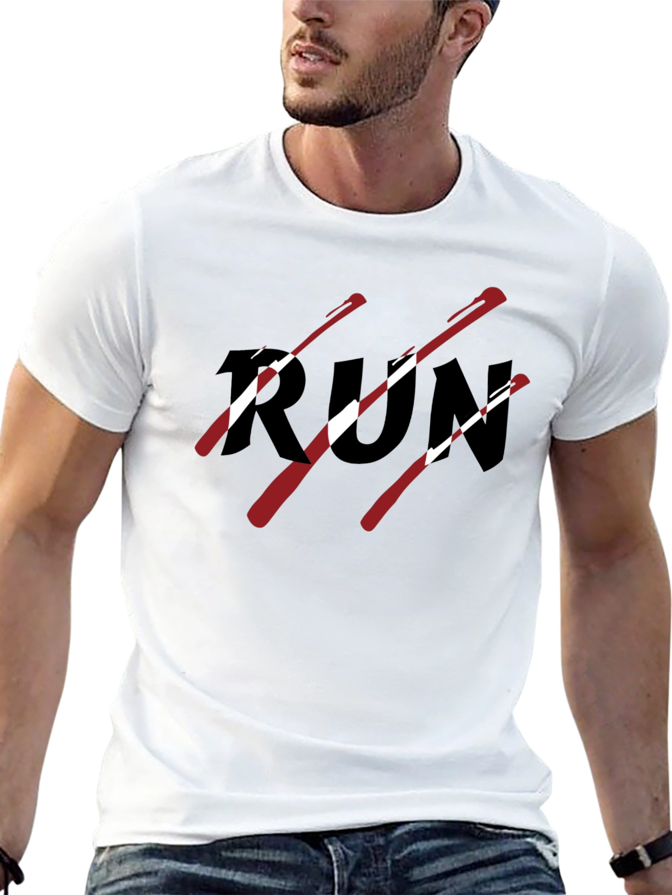 Mens Black RUN Graphic T-Shirt