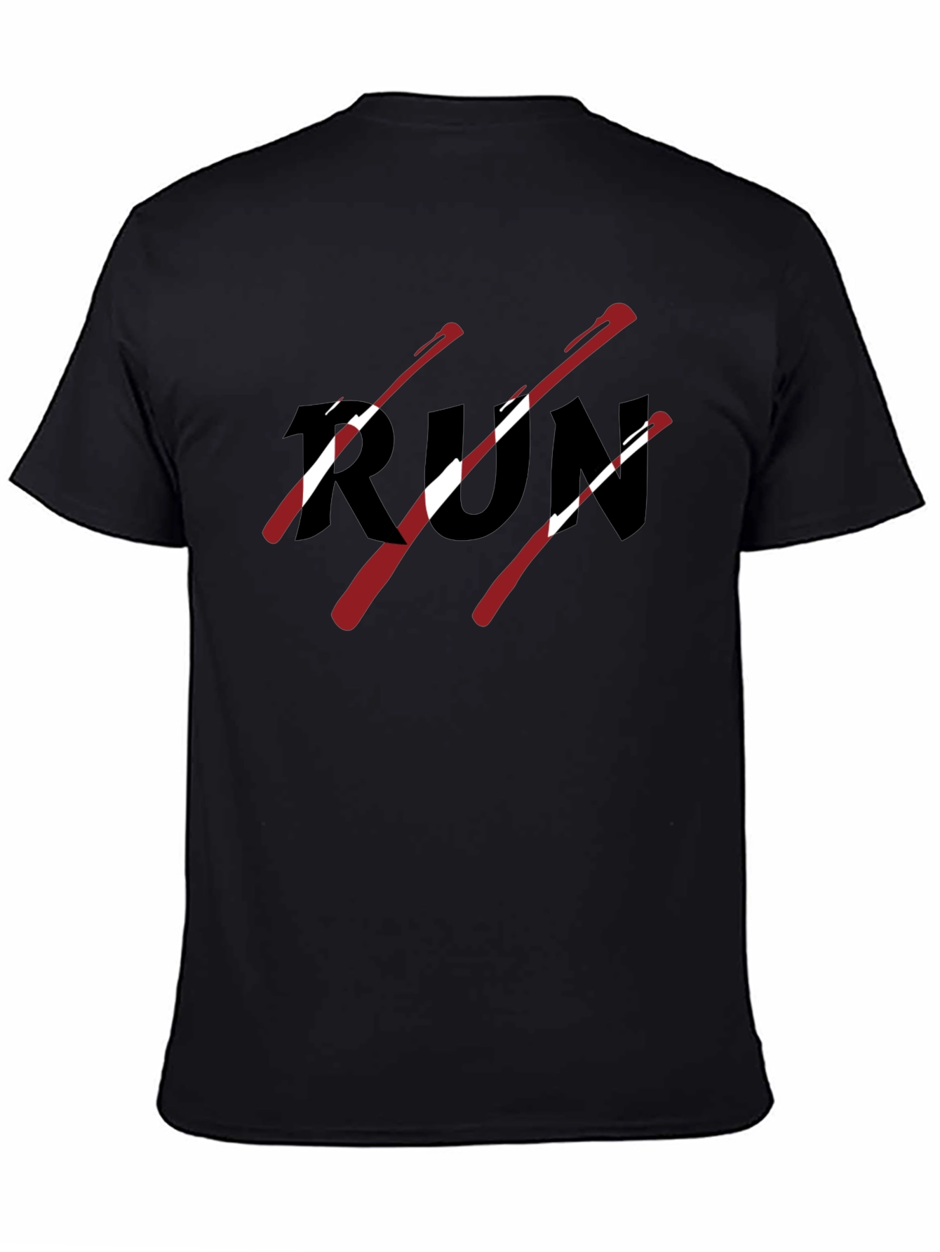 Mens Black RUN Graphic T-Shirt