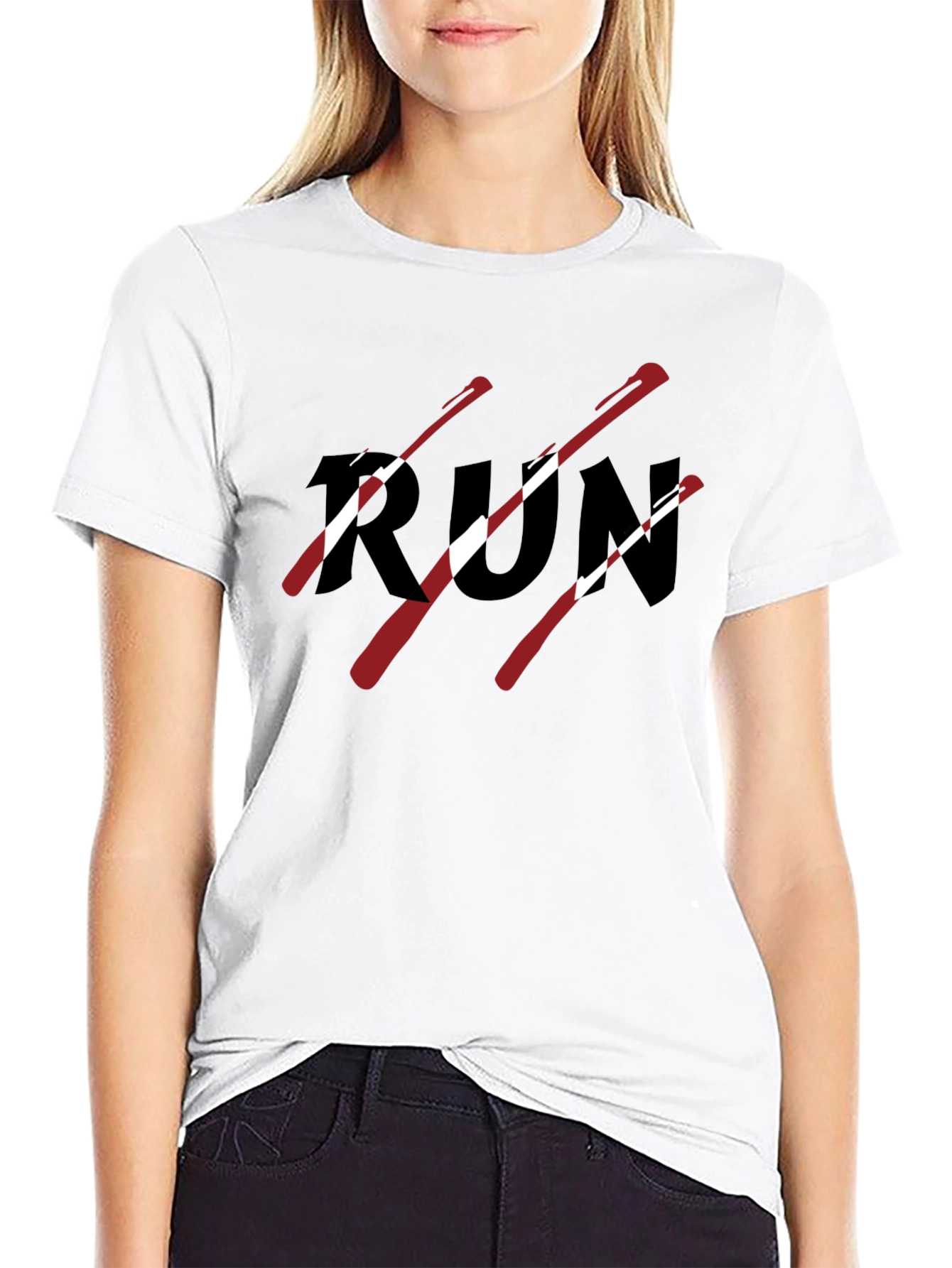 Mens Black RUN Graphic T-Shirt