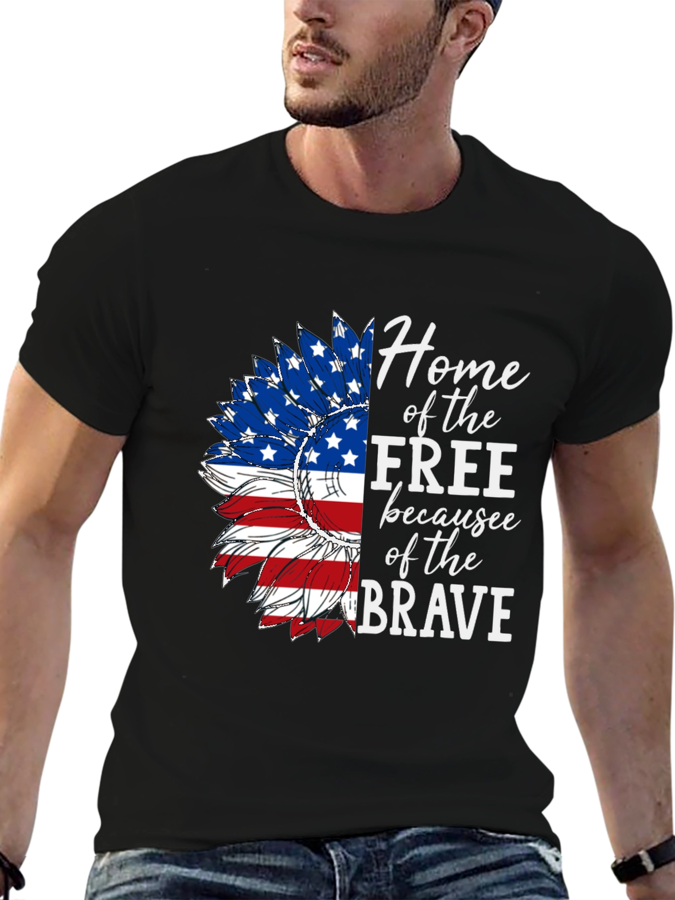 Patriotic Sunflower Graphic Tee - Home of the Free