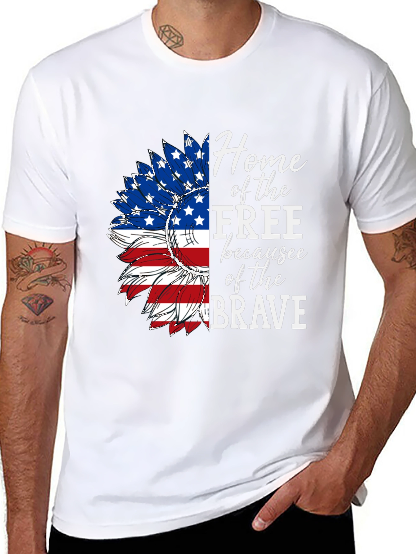 Patriotic Sunflower Graphic Tee - Home of the Free