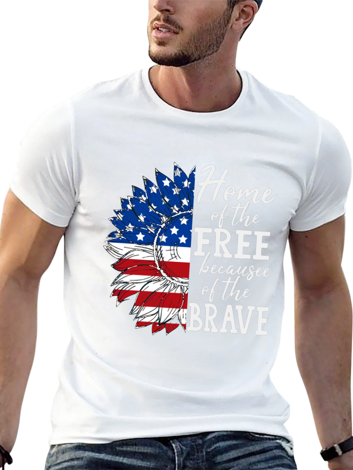Patriotic Sunflower Graphic Tee - Home of the Free