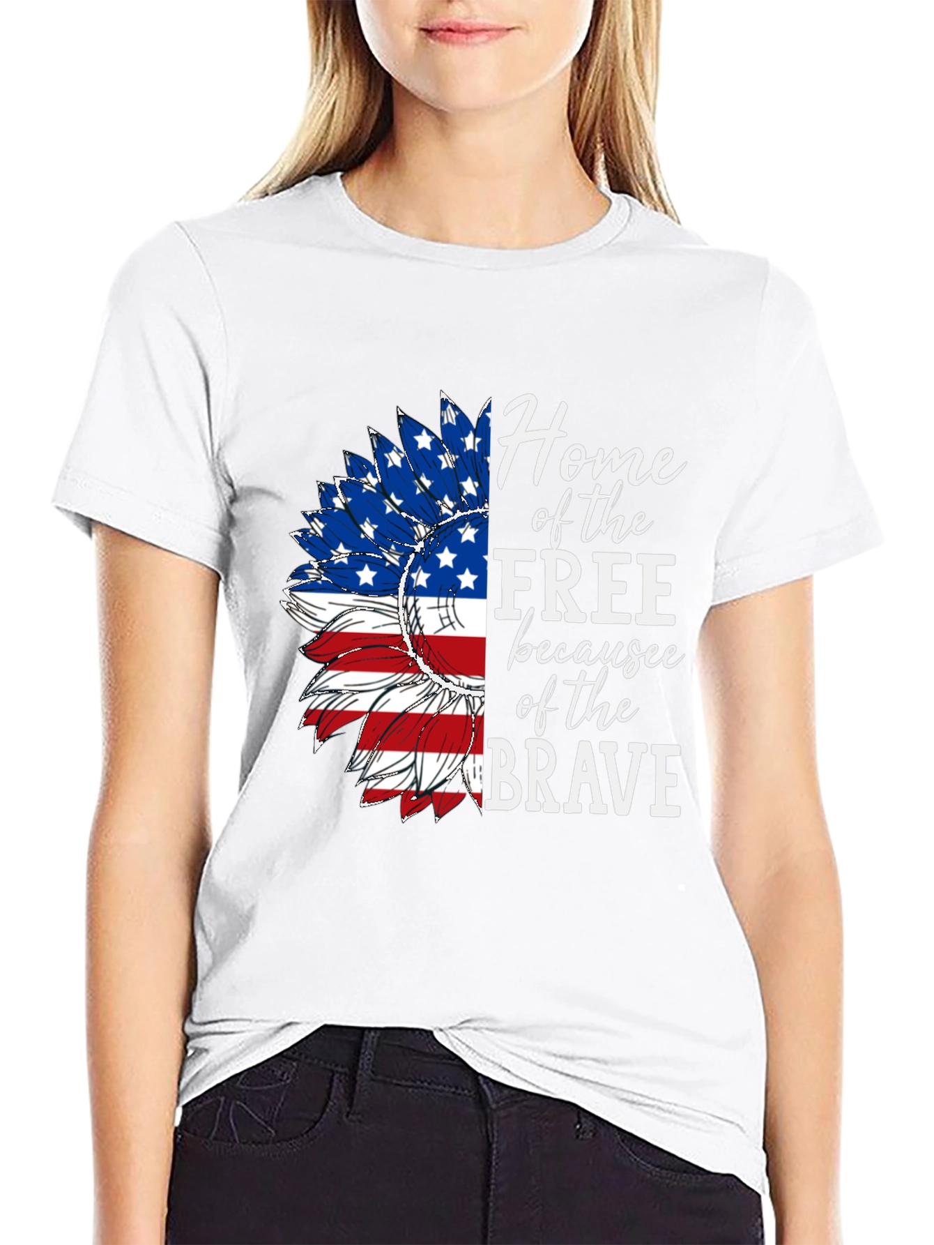 Patriotic Sunflower Graphic Tee - Home of the Free