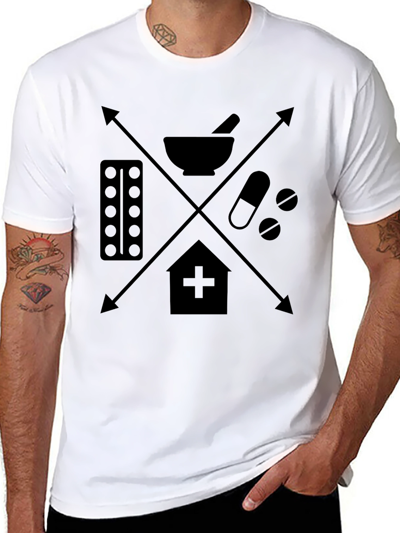Pharmacy Symbol Graphic Tee - Medical Theme