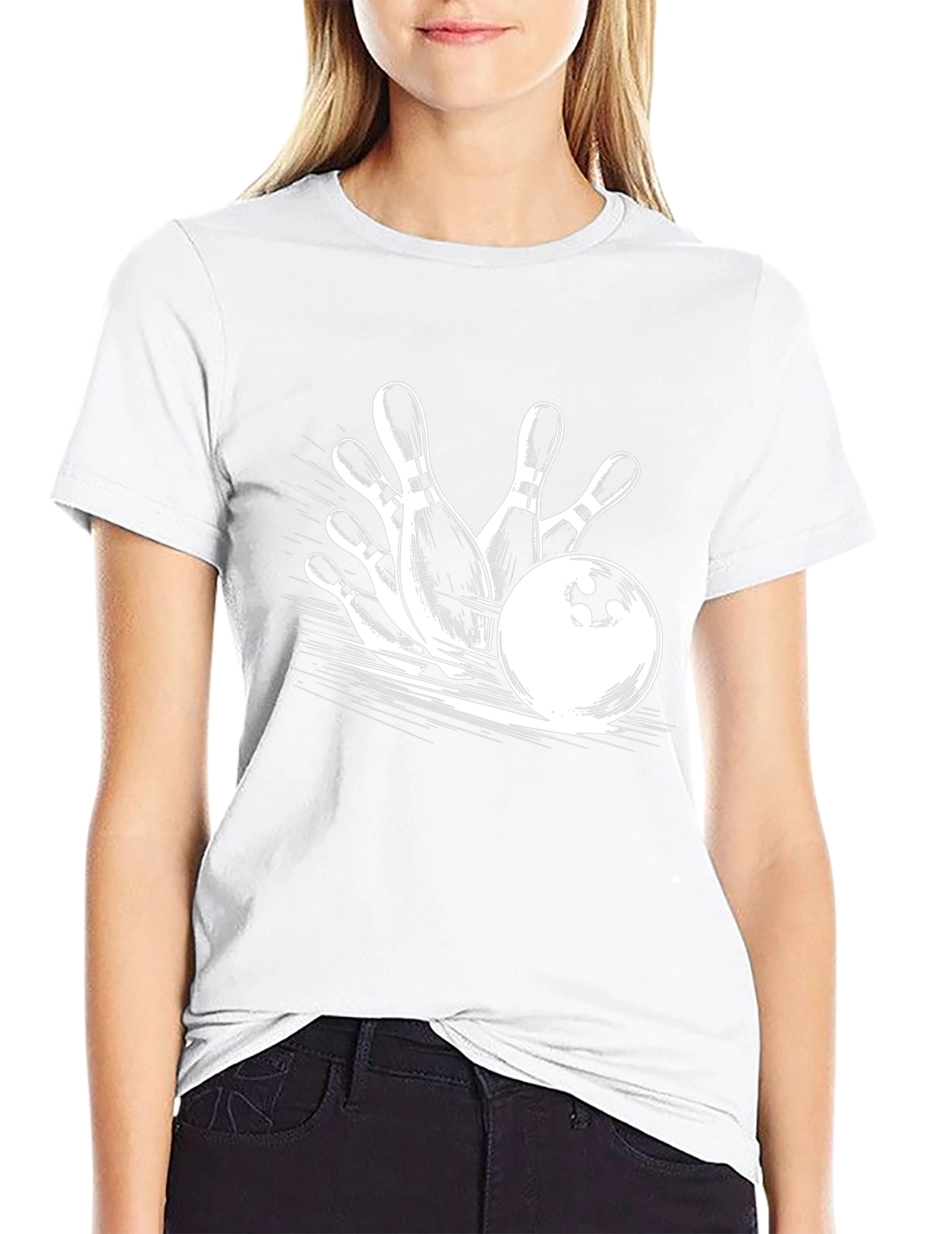 Bowling Strike Graphic Tee - Black Cotton T-Shirt