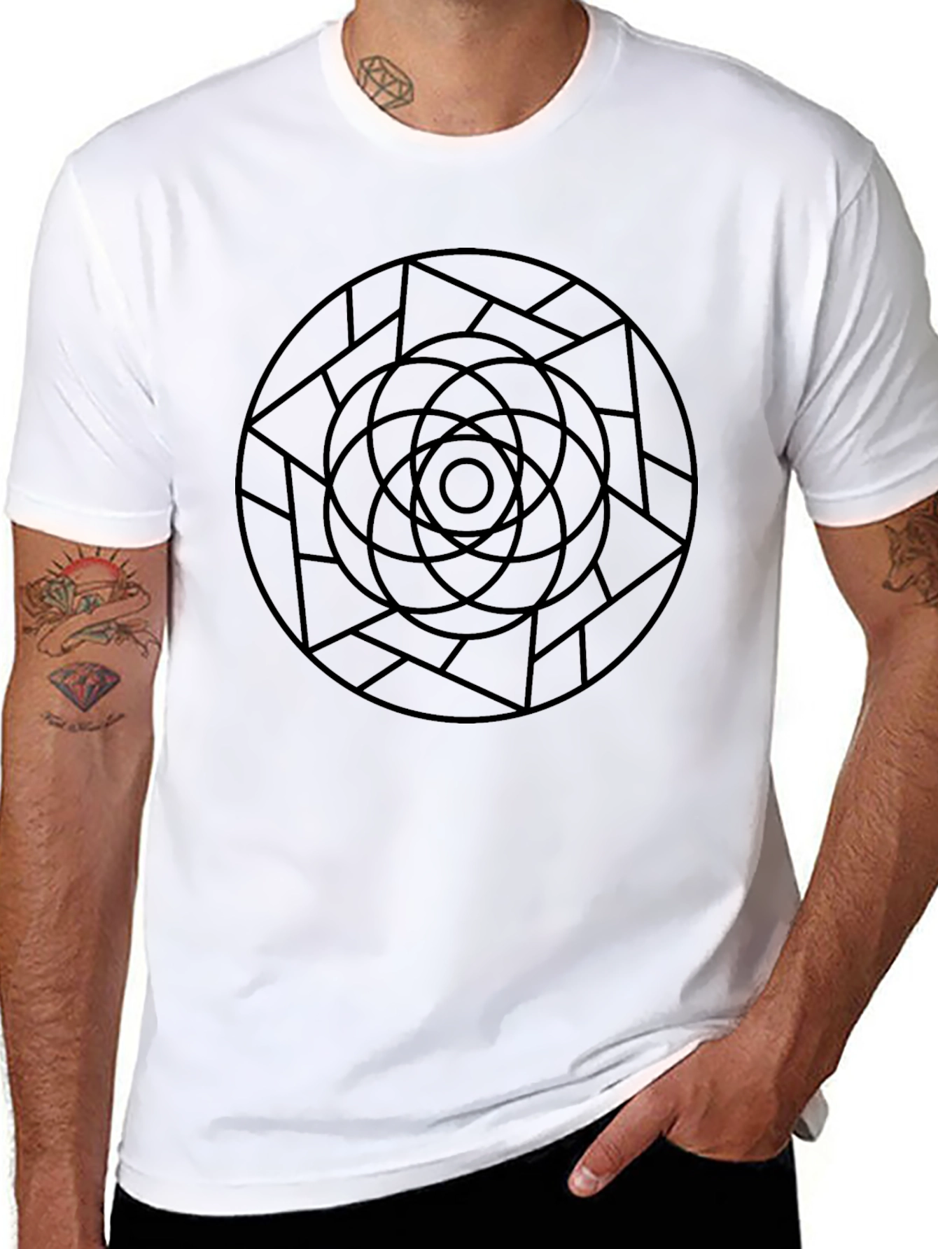 Geometric Circle Tee - Modern Design Soft Cotton