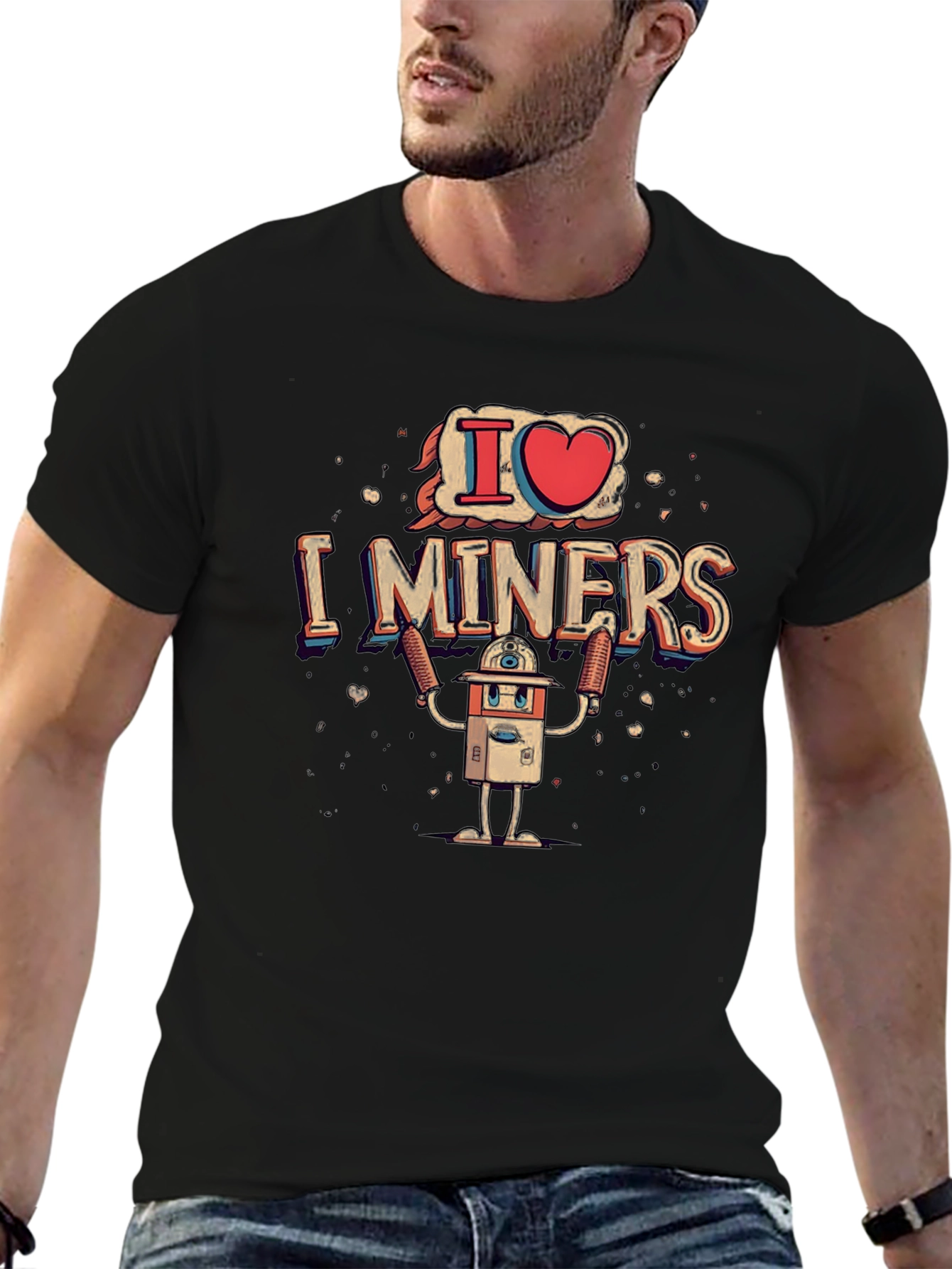 I Heart Miners Graphic Tee - Black Cotton T-Shirt