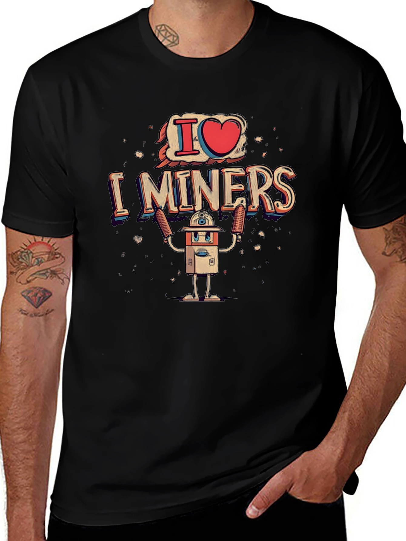 I Heart Miners Graphic Tee - Black Cotton T-Shirt