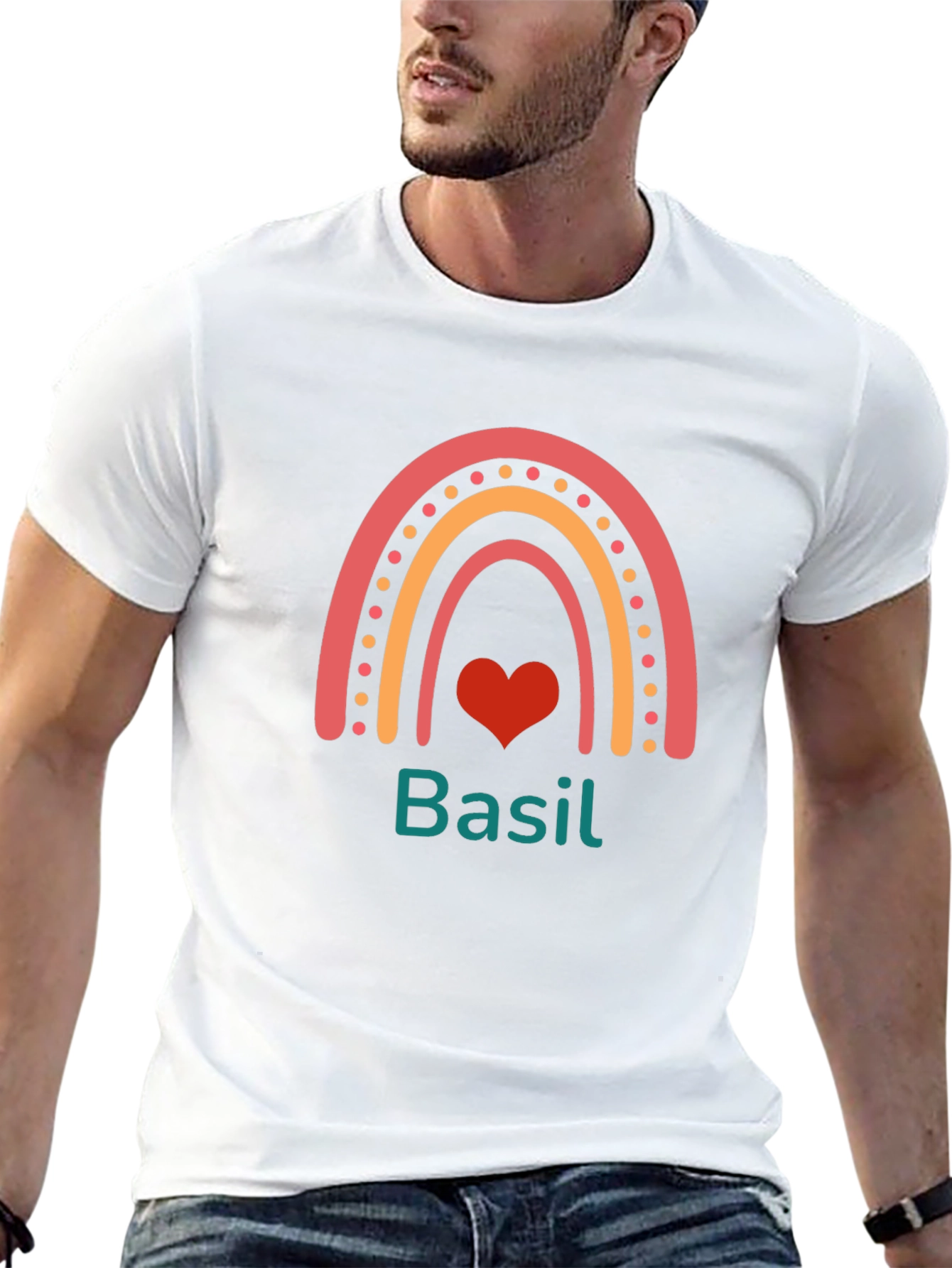 Basil Rainbow Heart T-Shirt