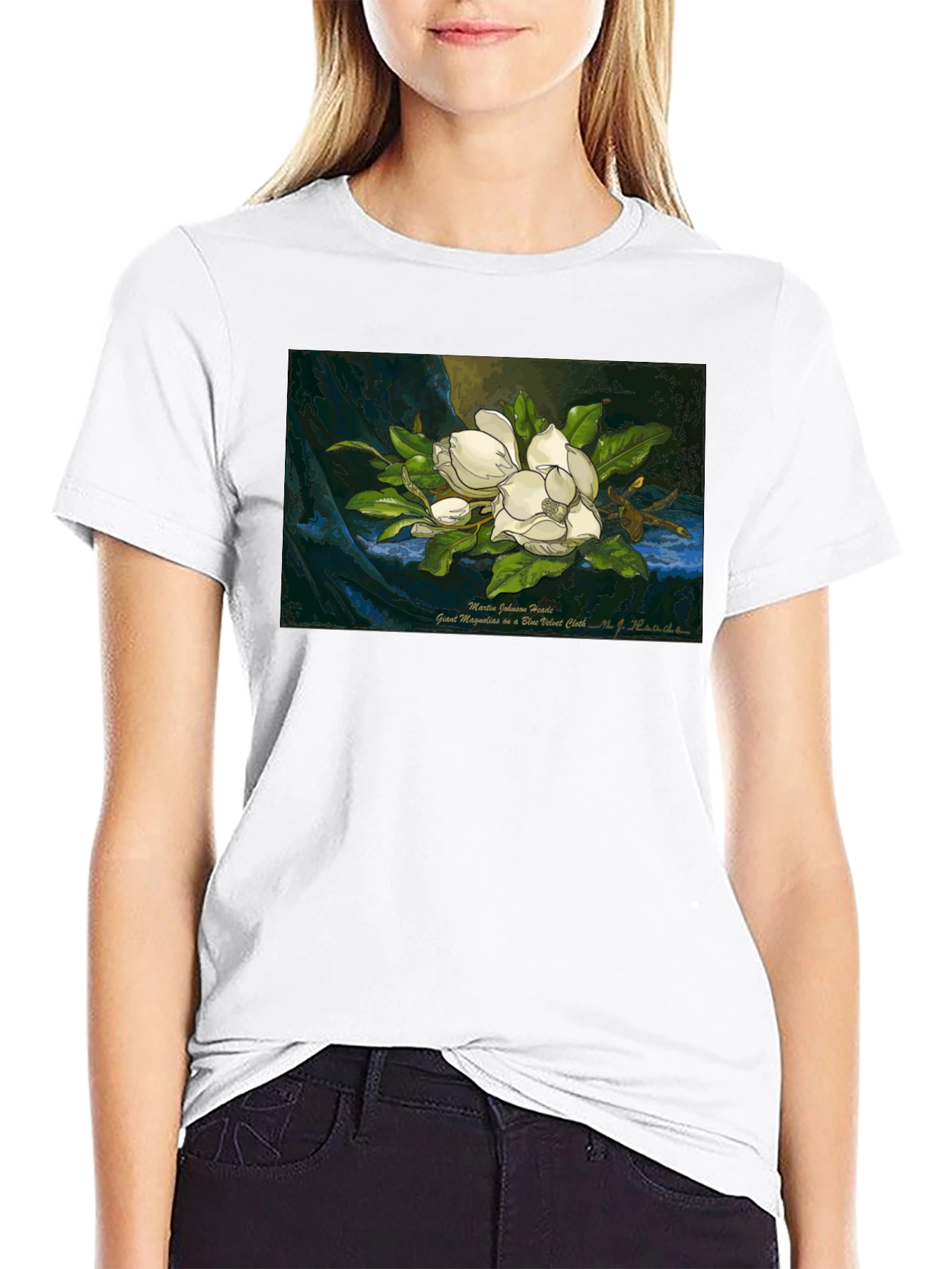 Magnolia Art Print T-Shirt - Elegant Floral Design