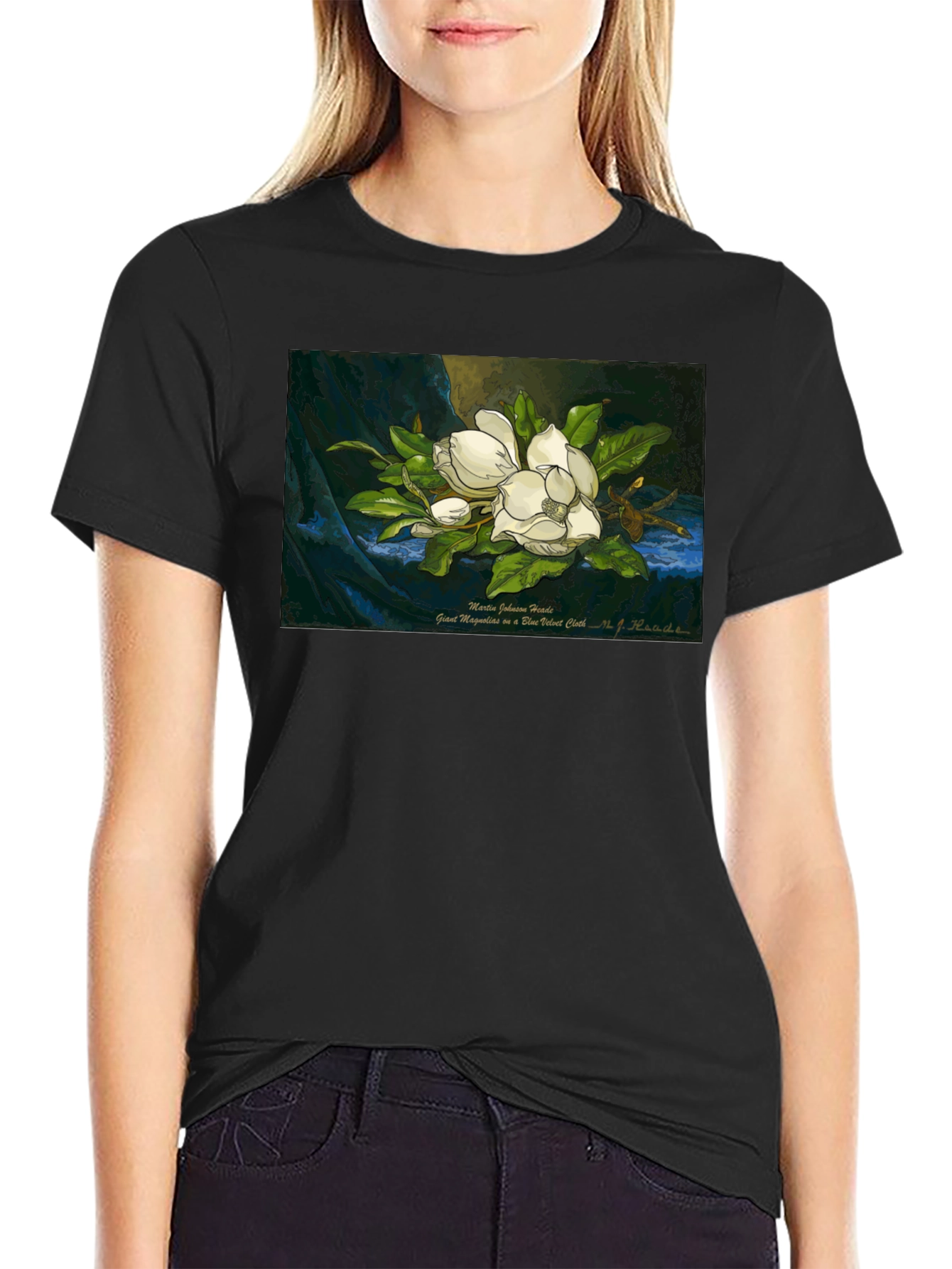 Magnolia Art Print T-Shirt - Elegant Floral Design