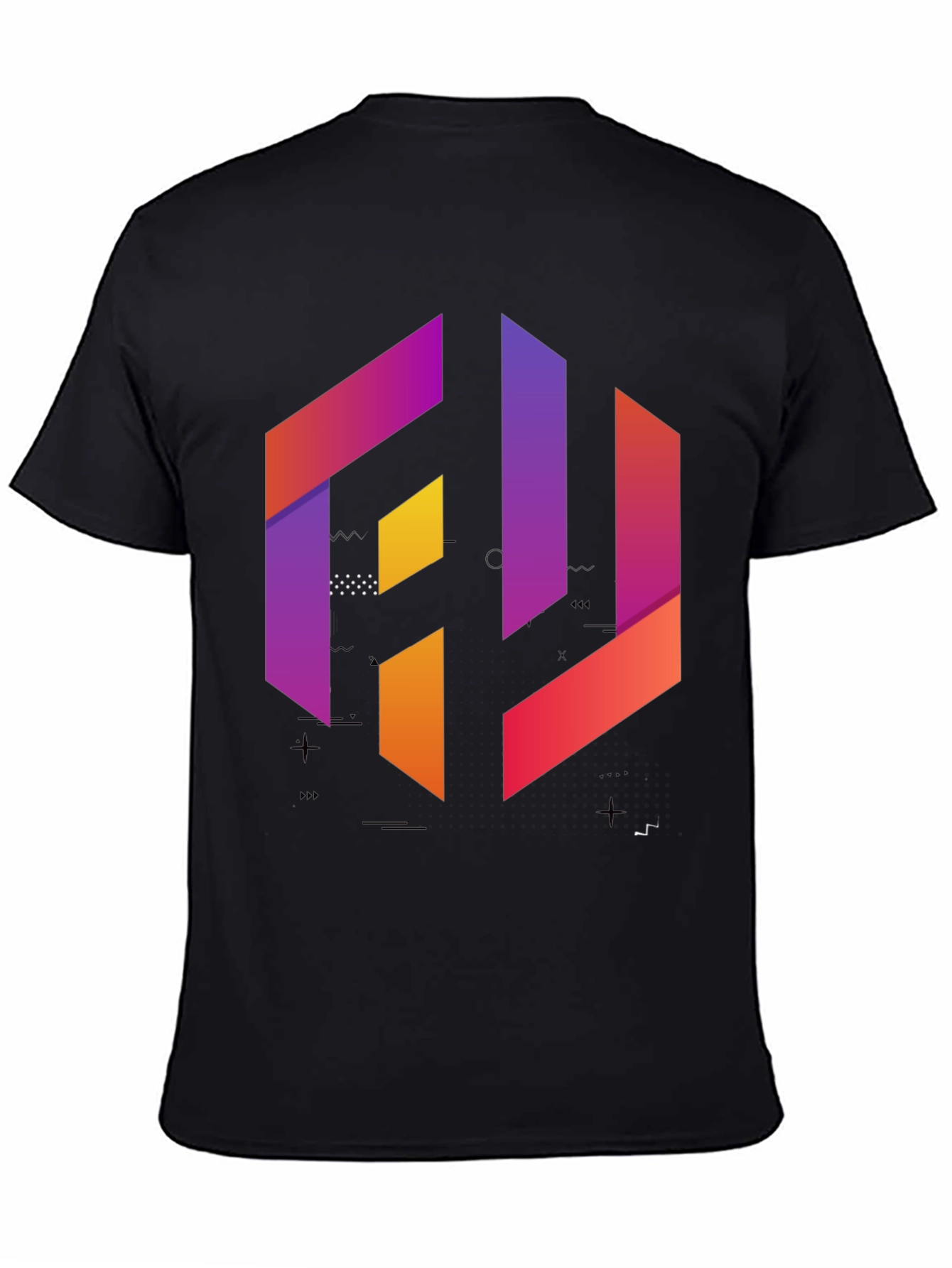 Geometric Gradient Graphic Tee - Modern Style