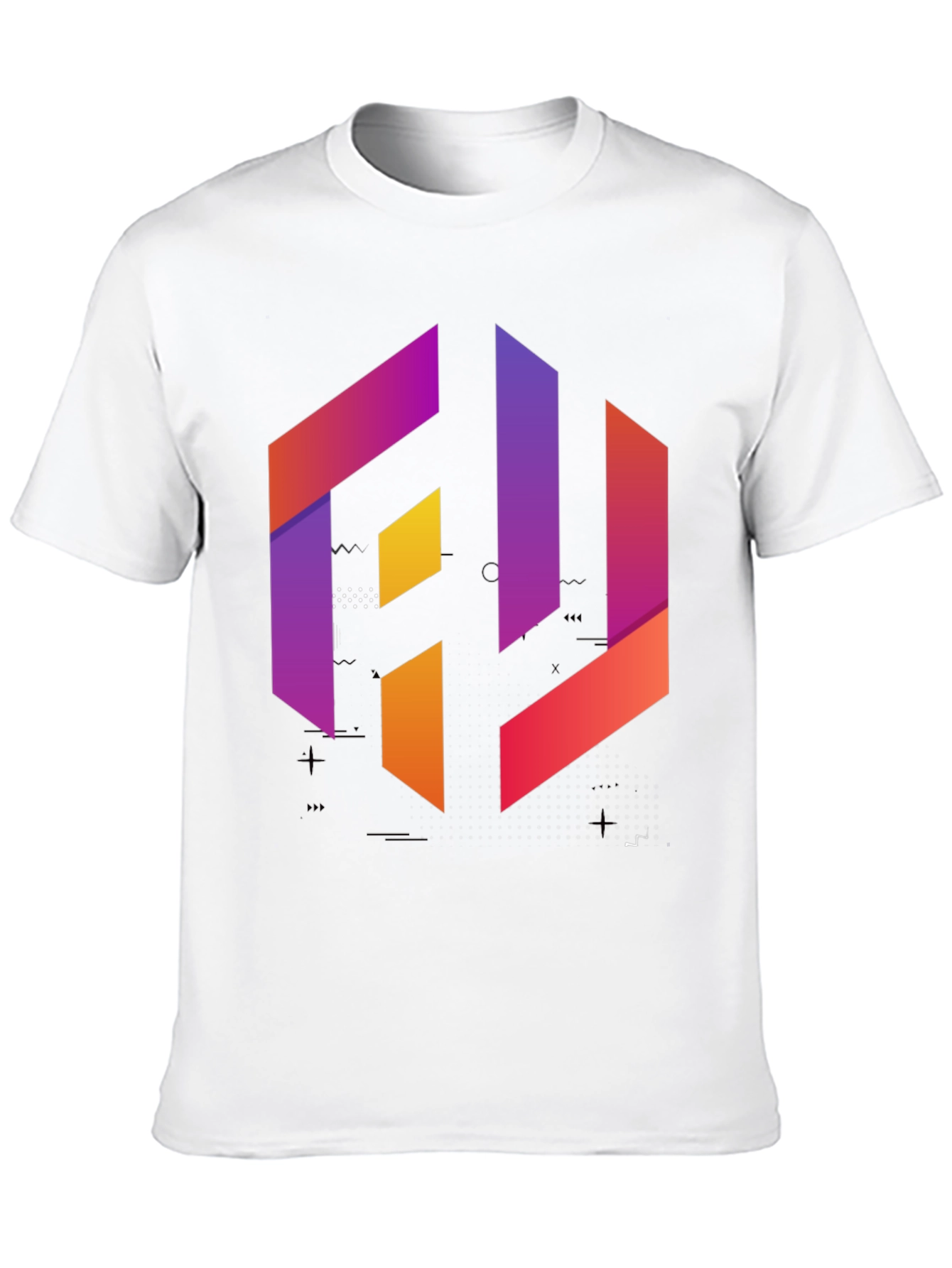 Geometric Gradient Graphic Tee - Modern Style