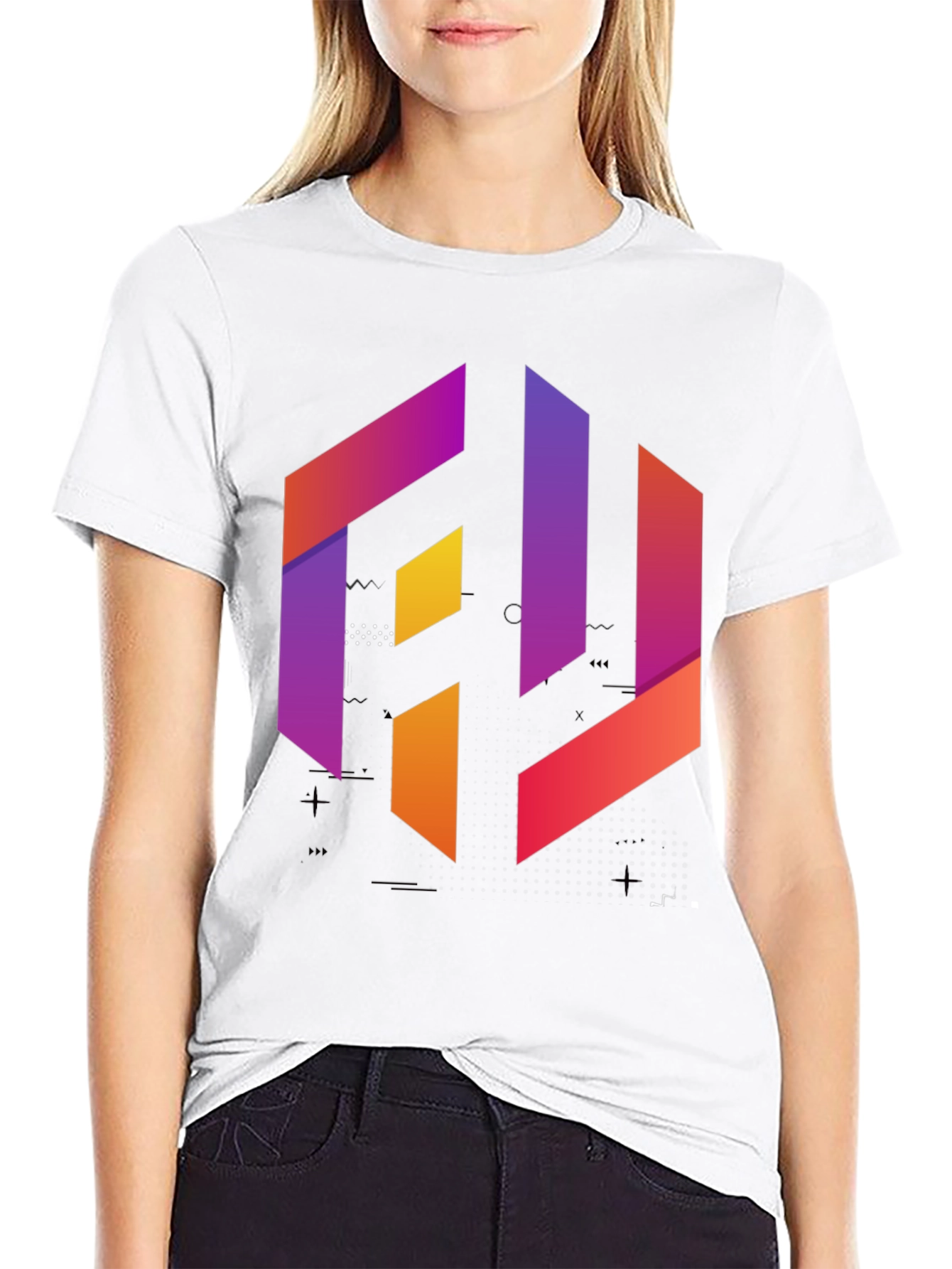 Geometric Gradient Graphic Tee - Modern Style