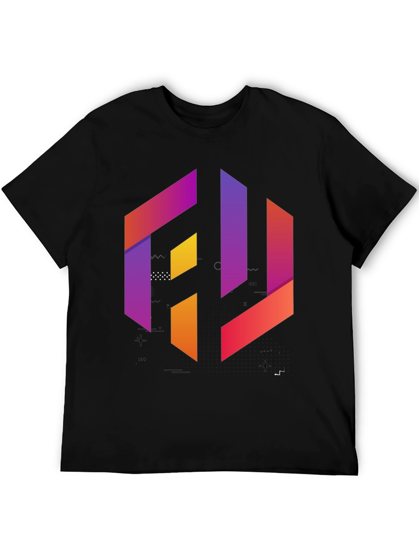 Geometric Gradient Graphic Tee - Modern Style