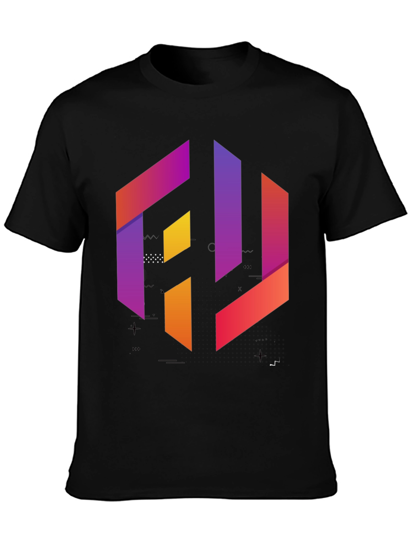 Geometric Gradient Graphic Tee - Modern Style