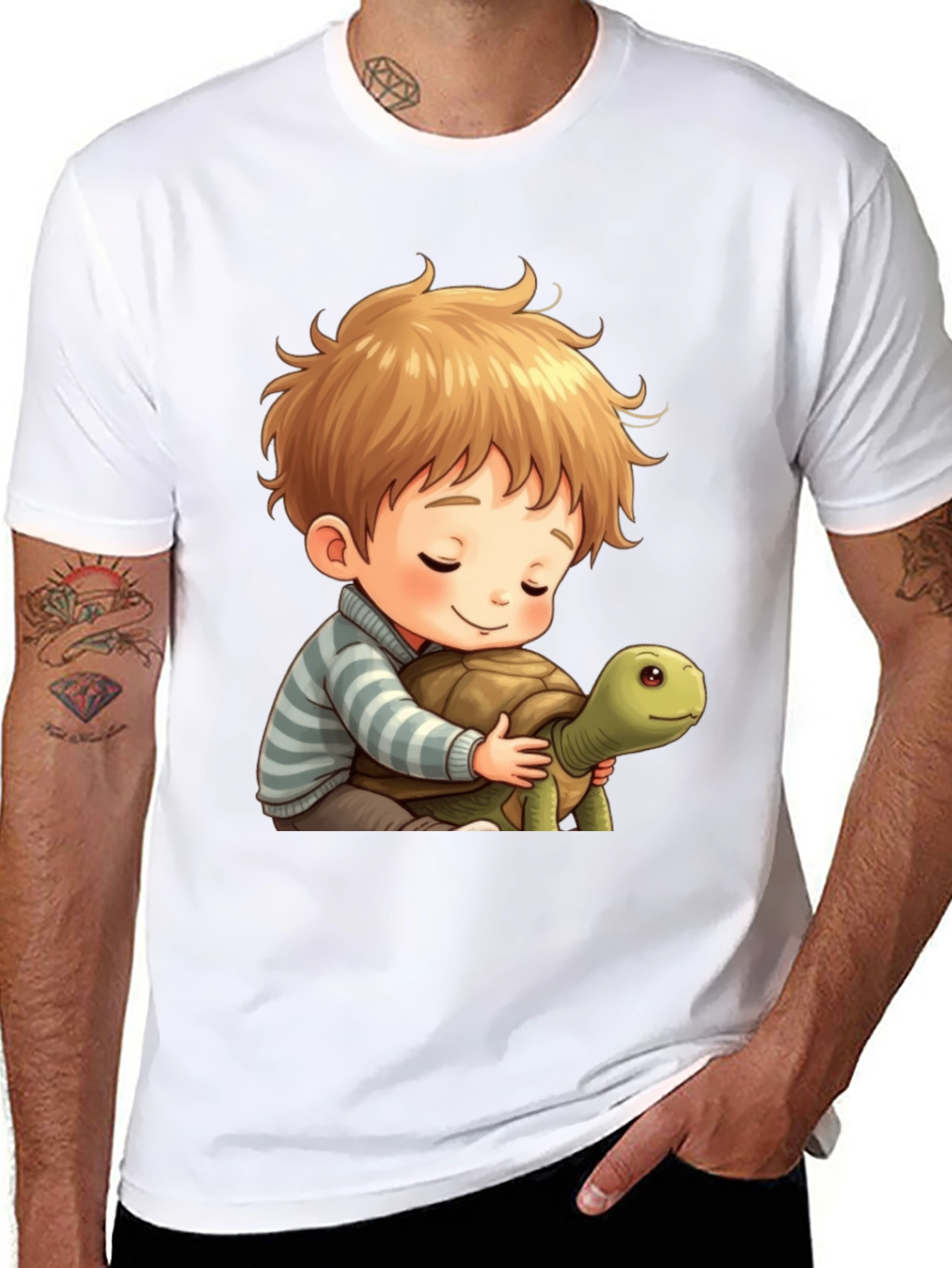Boy and Turtle Graphic T-Shirt