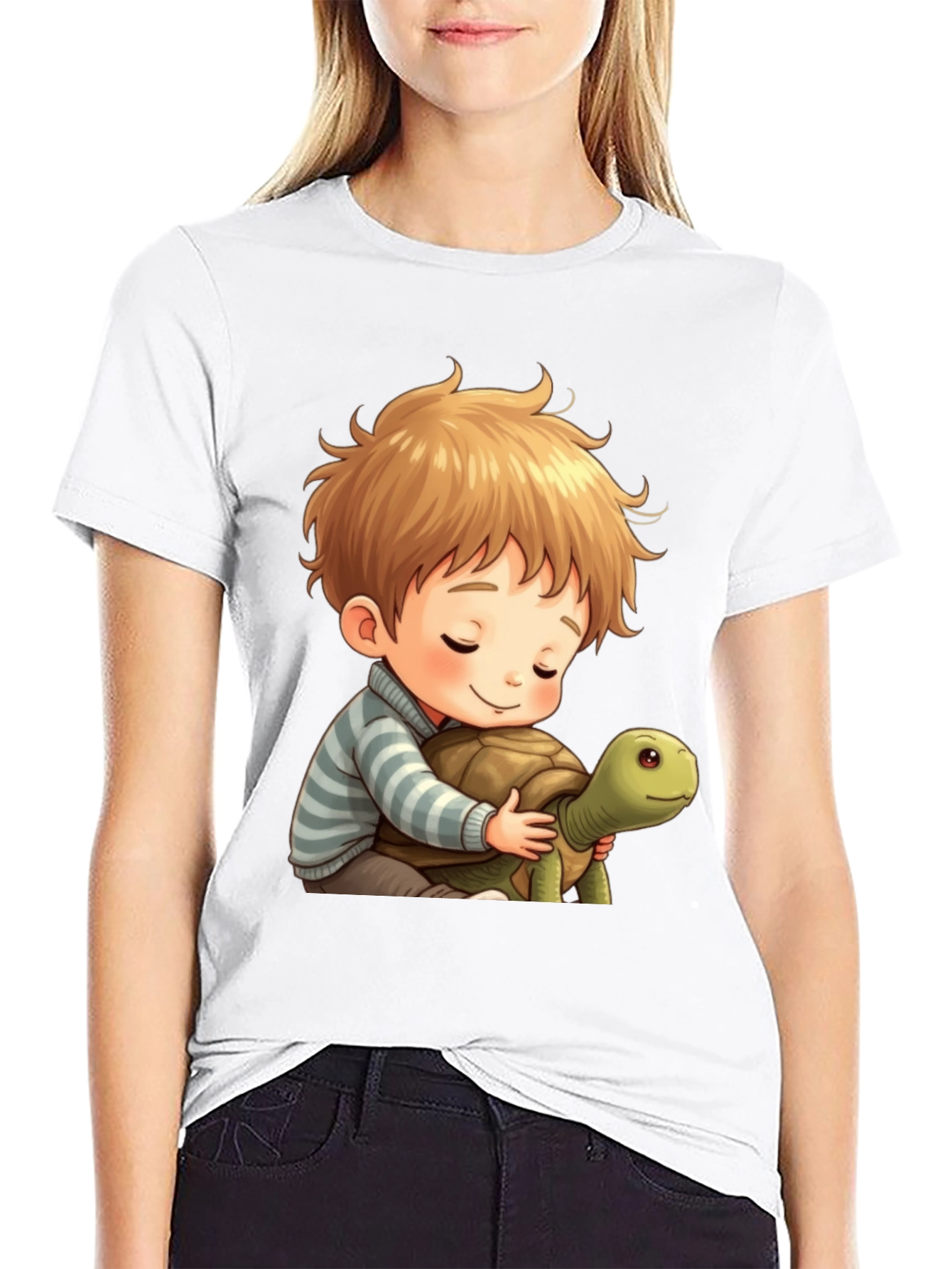 Boy and Turtle Graphic T-Shirt