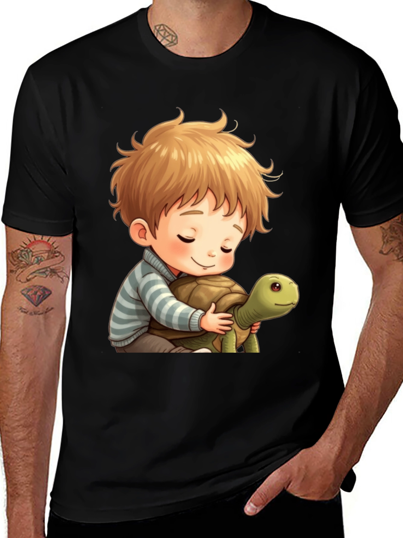 Boy and Turtle Graphic T-Shirt