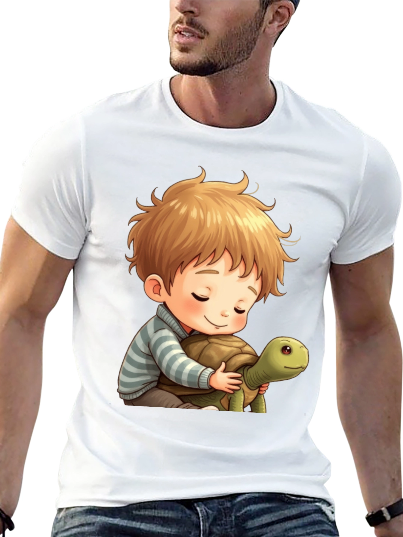 Boy and Turtle Graphic T-Shirt