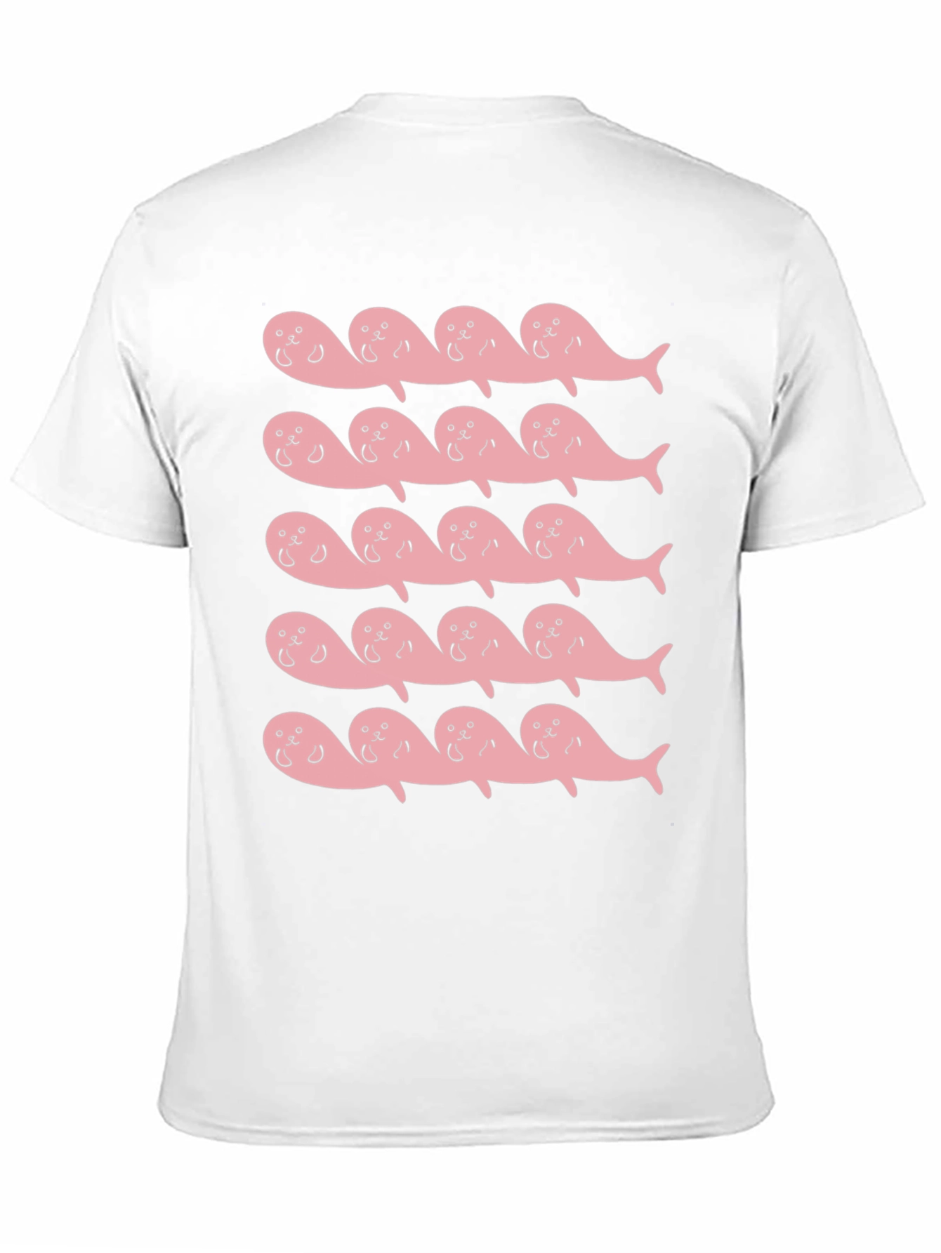 Pink Seal Pattern Black T-Shirt