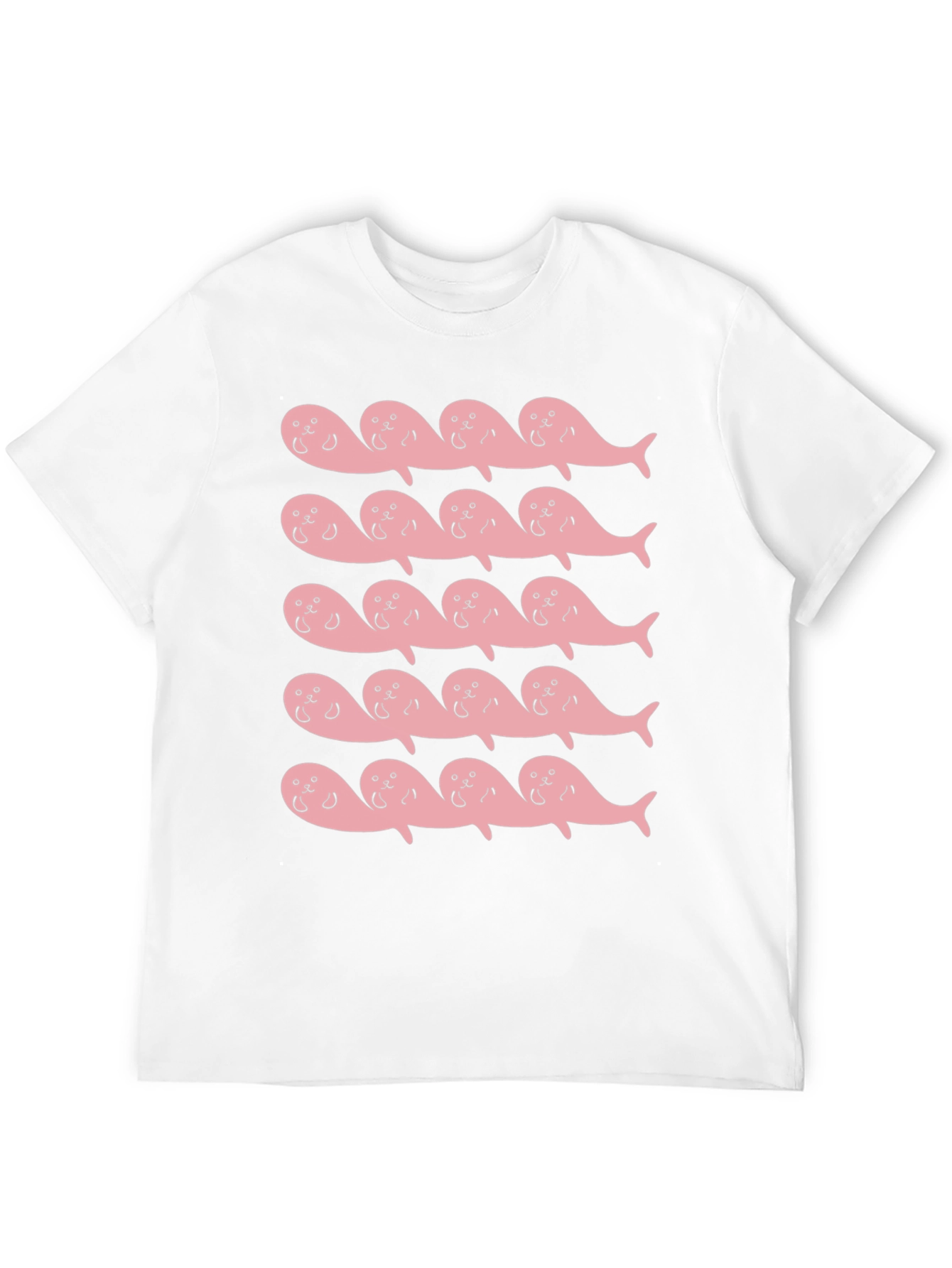 Pink Seal Pattern Black T-Shirt