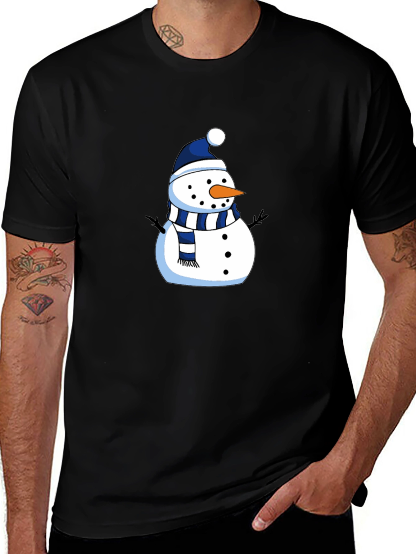 Festive Snowman Graphic Tee - Holiday Apparel