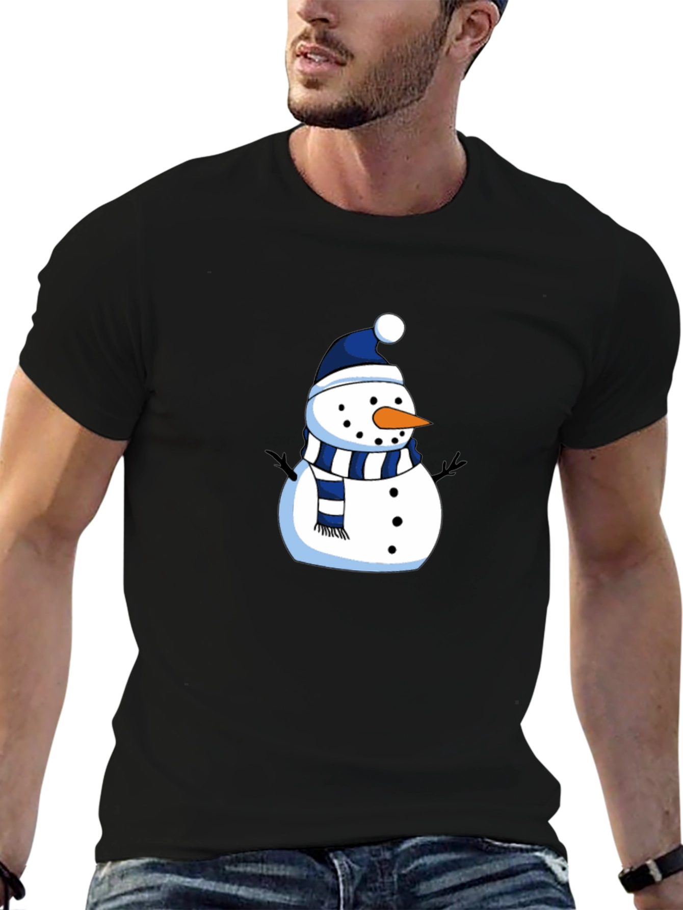Festive Snowman Graphic Tee - Holiday Apparel