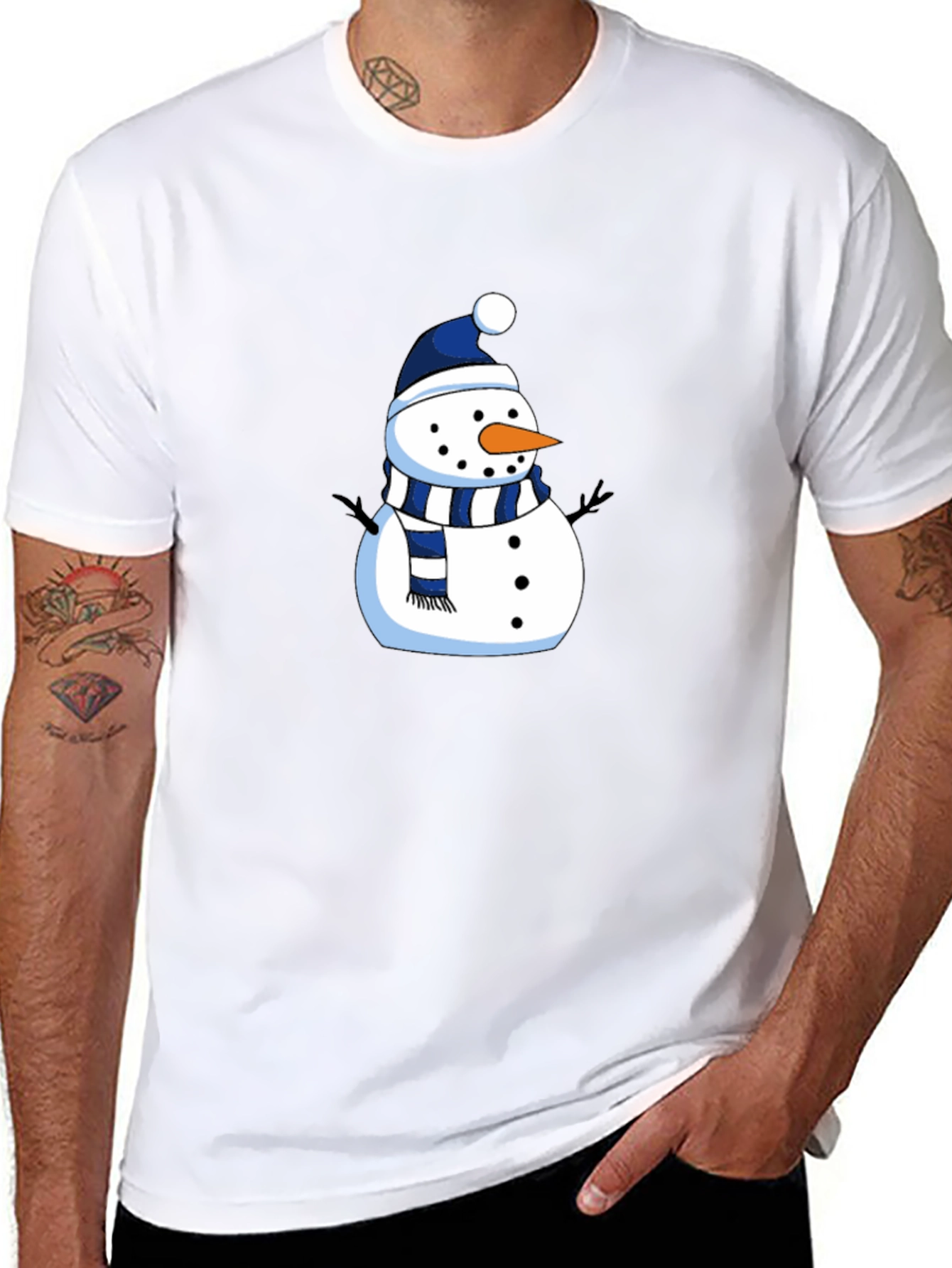 Festive Snowman Graphic Tee - Holiday Apparel