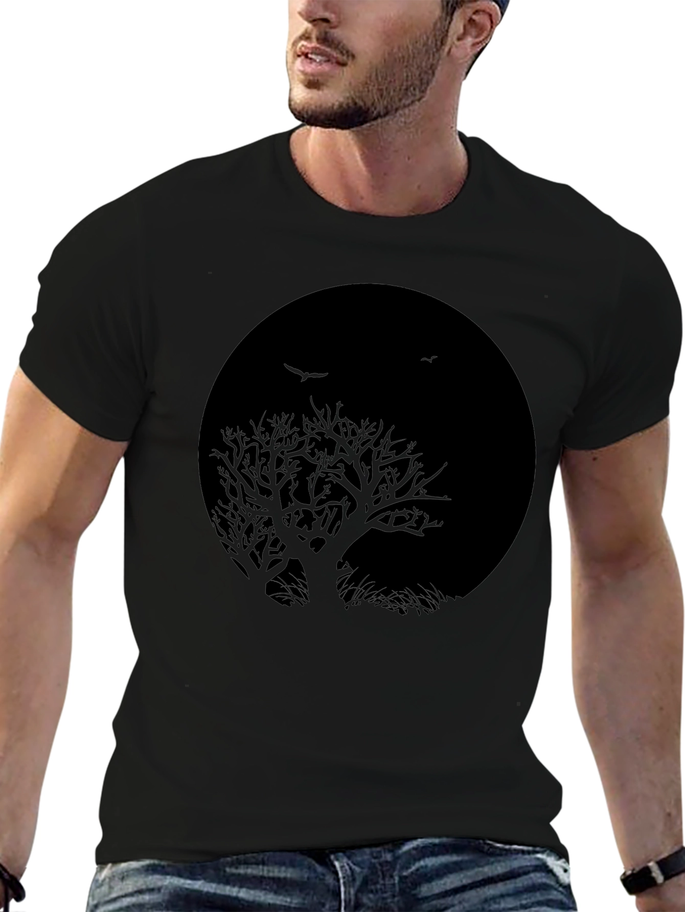 Tree Silhouette Black Graphic T-Shirt