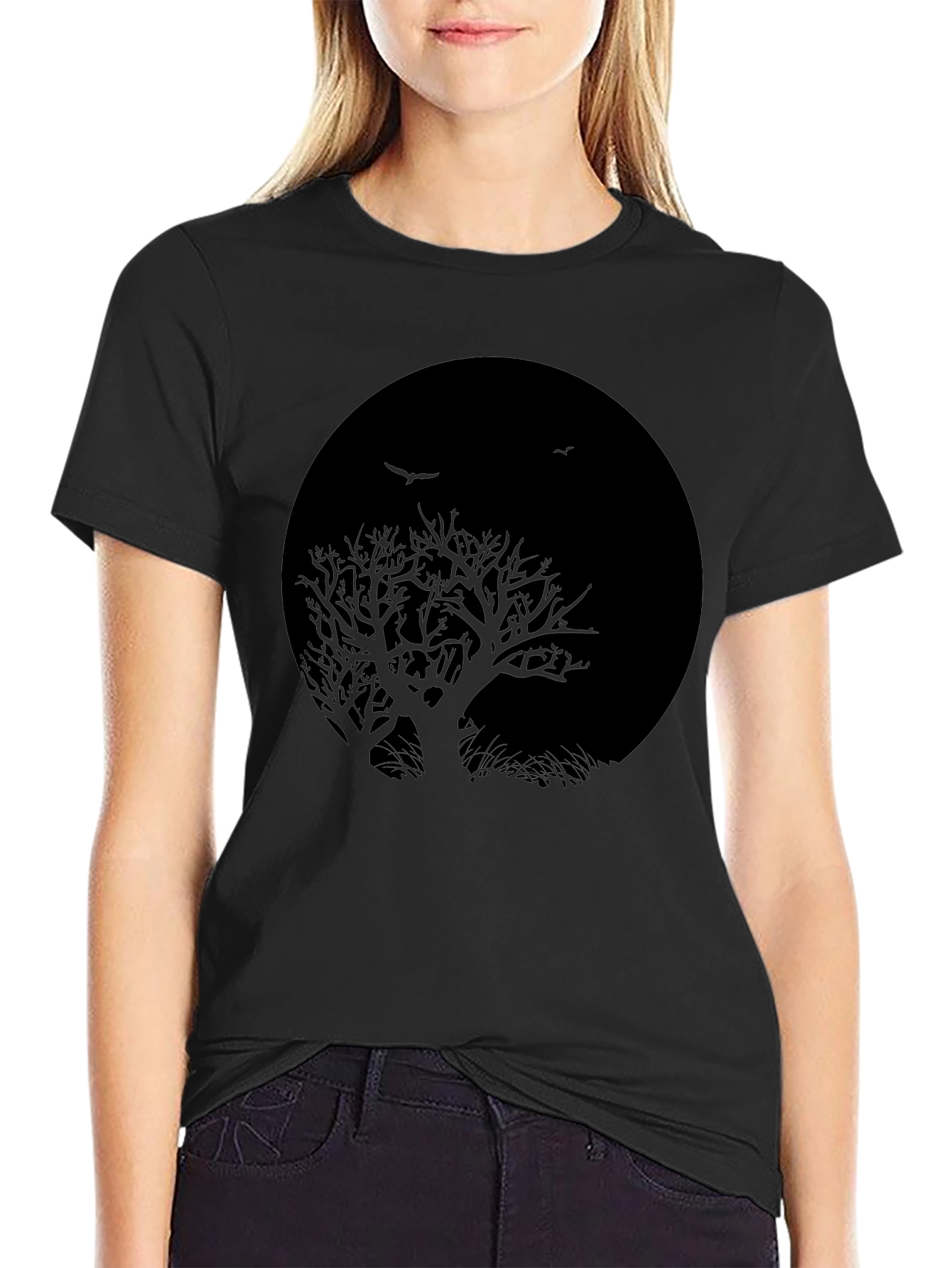 Tree Silhouette Black Graphic T-Shirt