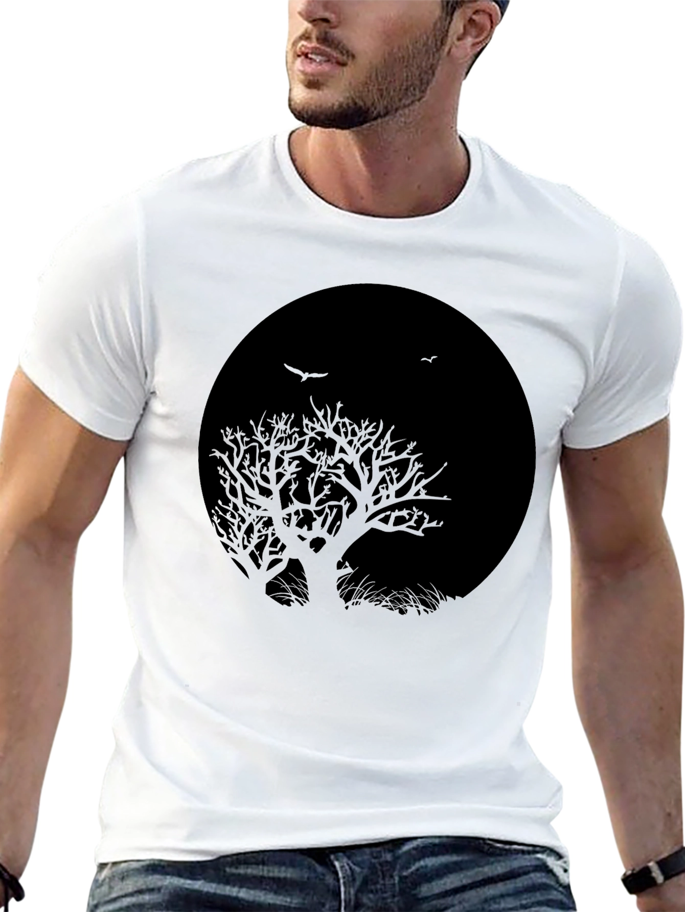 Tree Silhouette Black Graphic T-Shirt