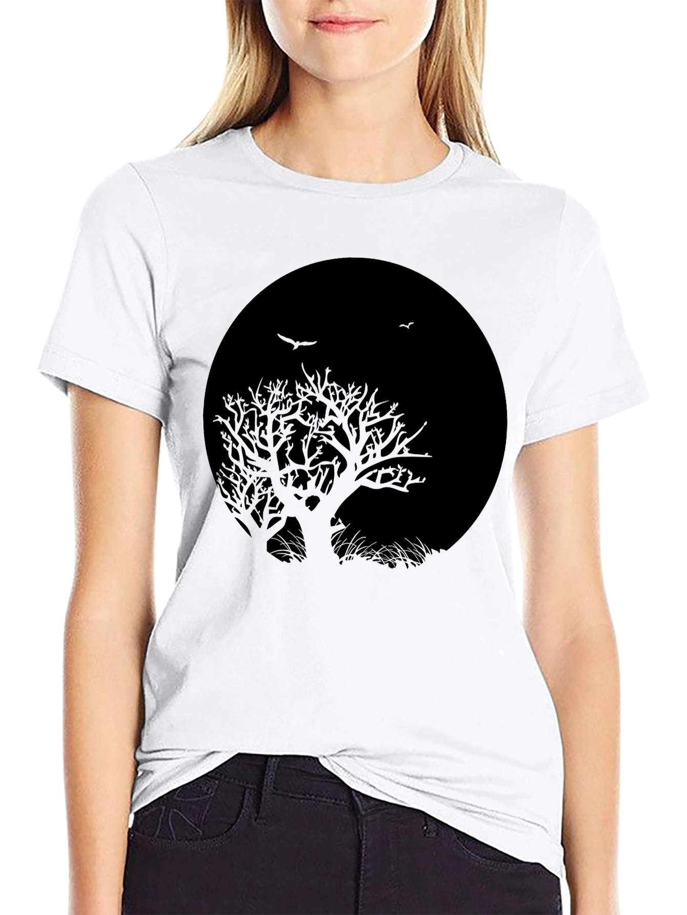 Tree Silhouette Black Graphic T-Shirt