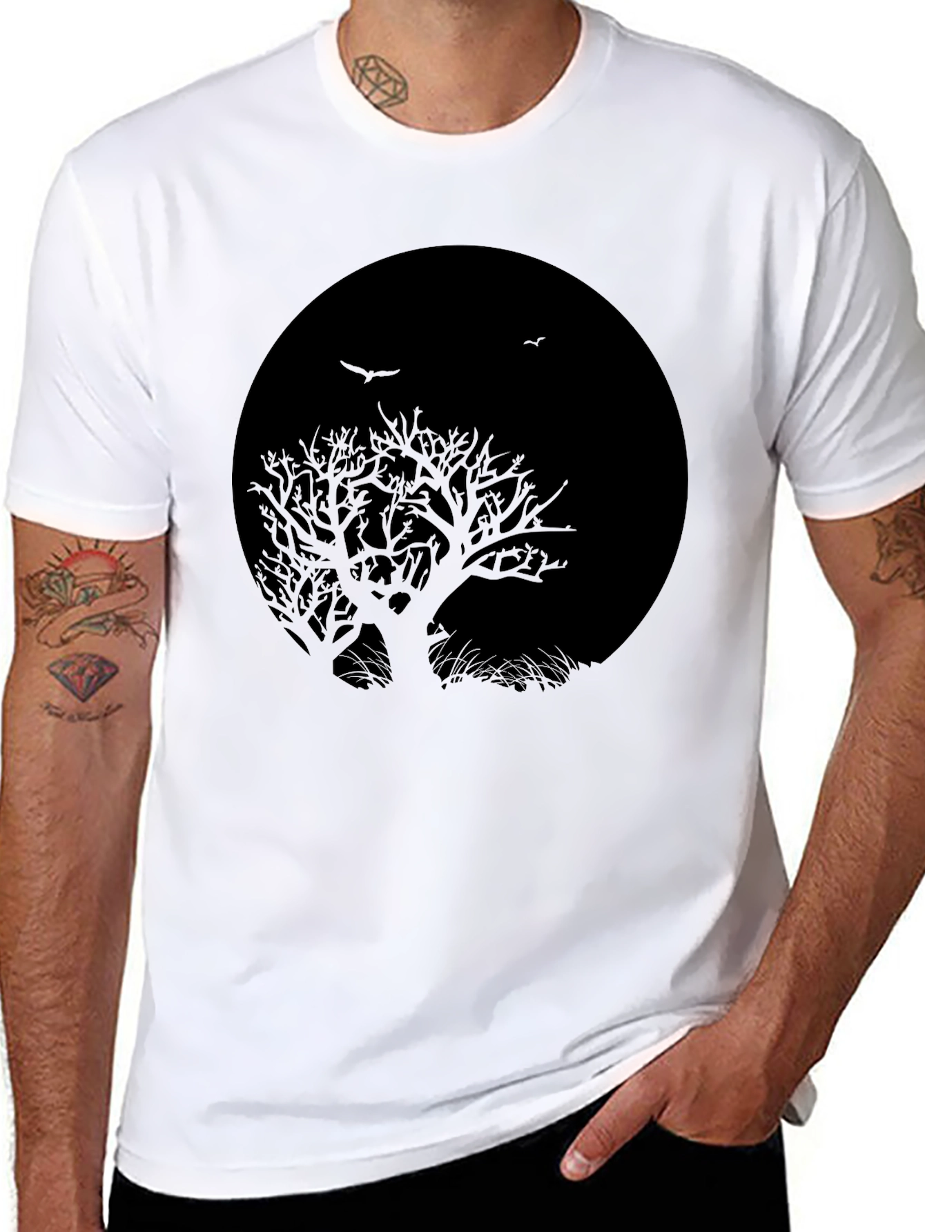 Tree Silhouette Black Graphic T-Shirt