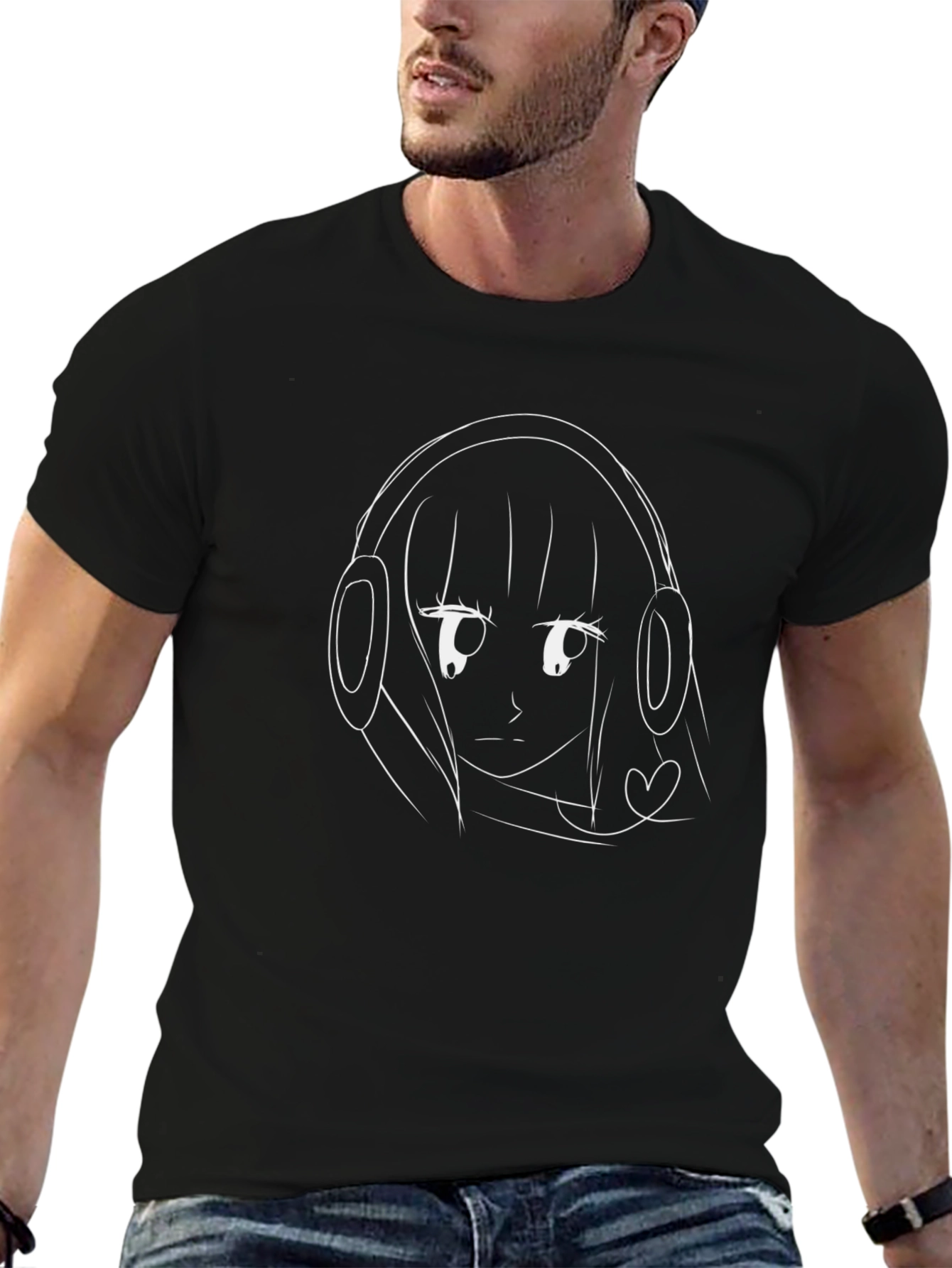 Anime Girl Graphic Tee - Stylish Black Cotton T-Shirt