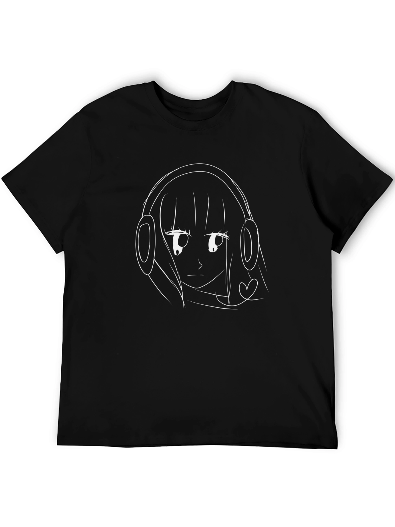 Anime Girl Graphic Tee - Stylish Black Cotton T-Shirt