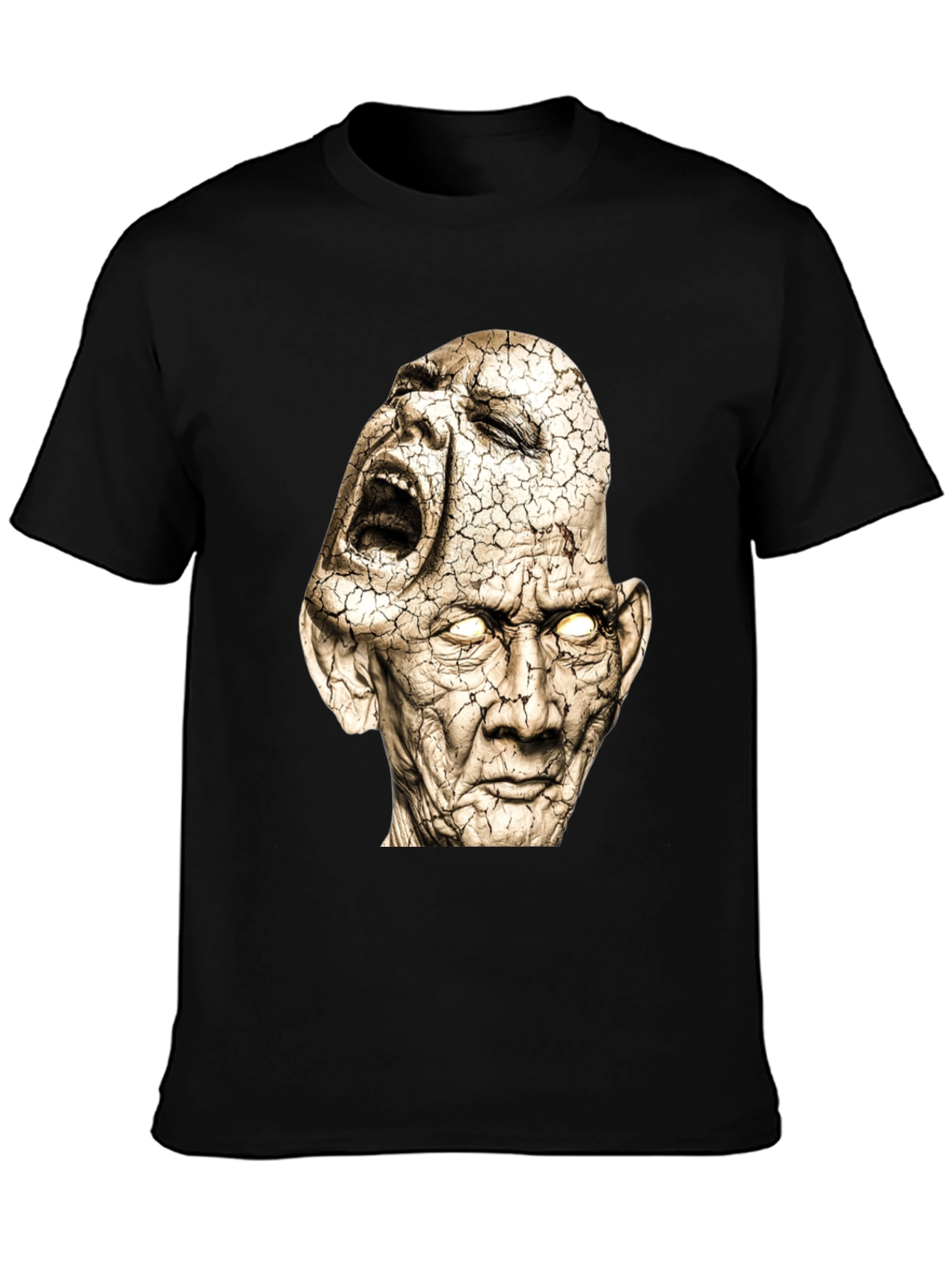 Distorted Faces Graphic Print Black T-Shirt