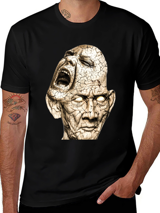 Distorted Faces Graphic Print Black T-Shirt